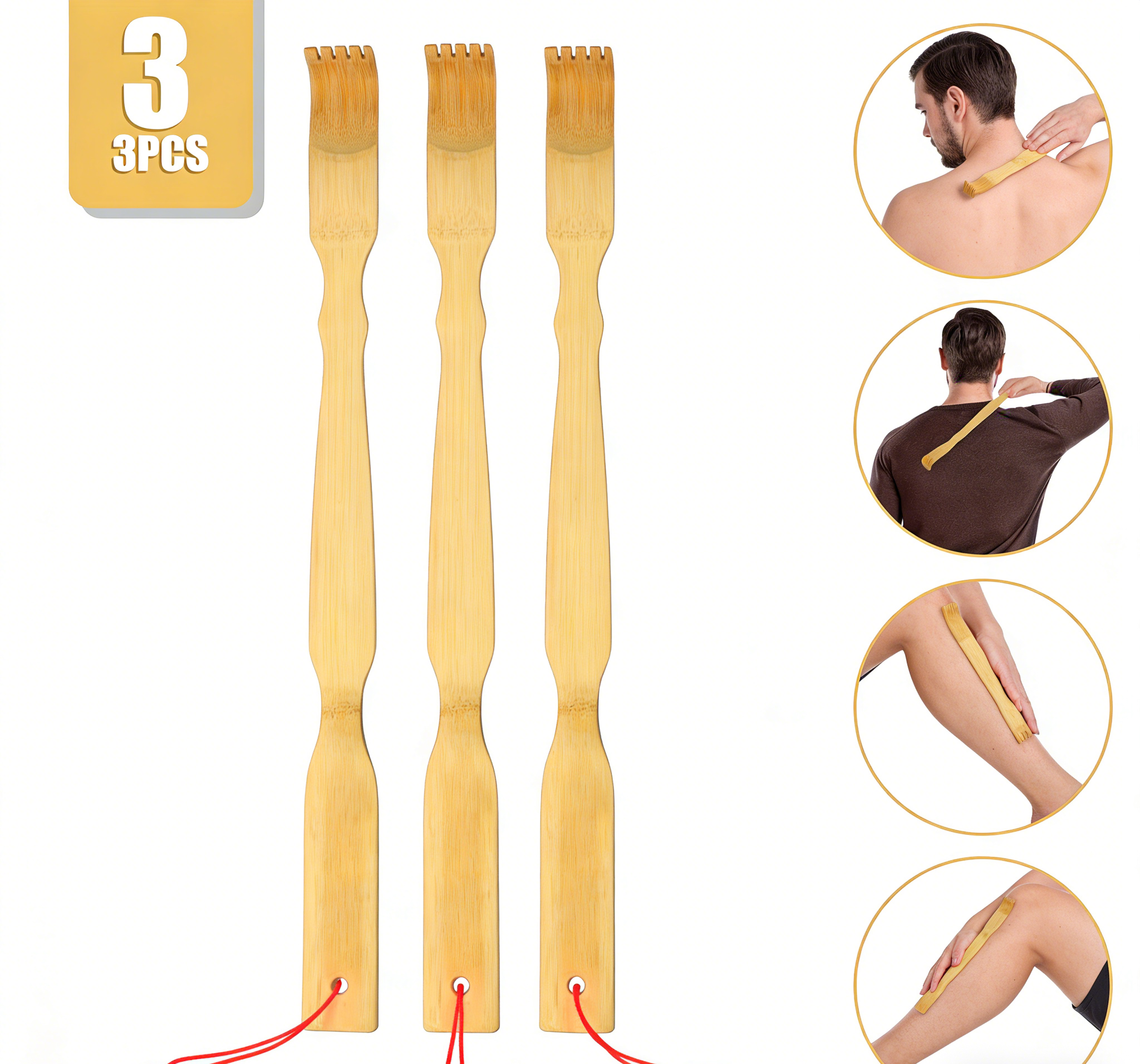 bamboo back scratcher set long handle itch relief tool