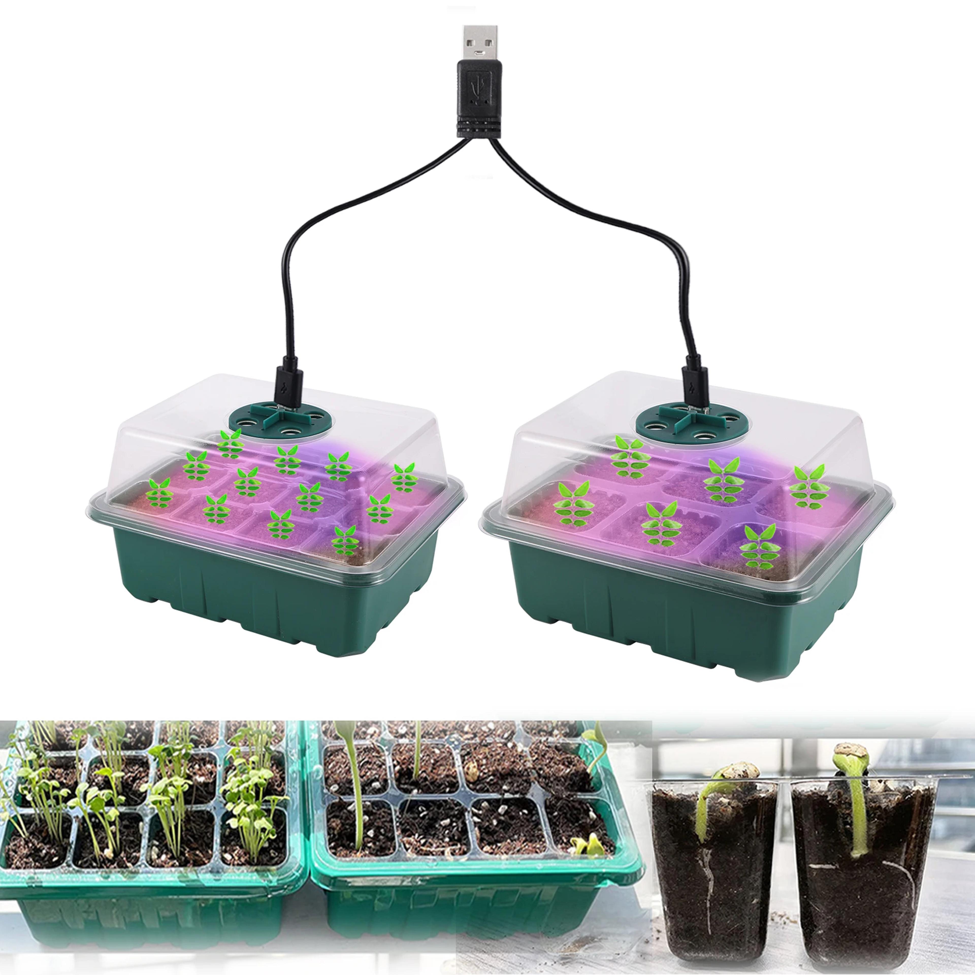 premium indoor seed starter tray with led grow light kit and adjustable humidity dome for healthy seed germination