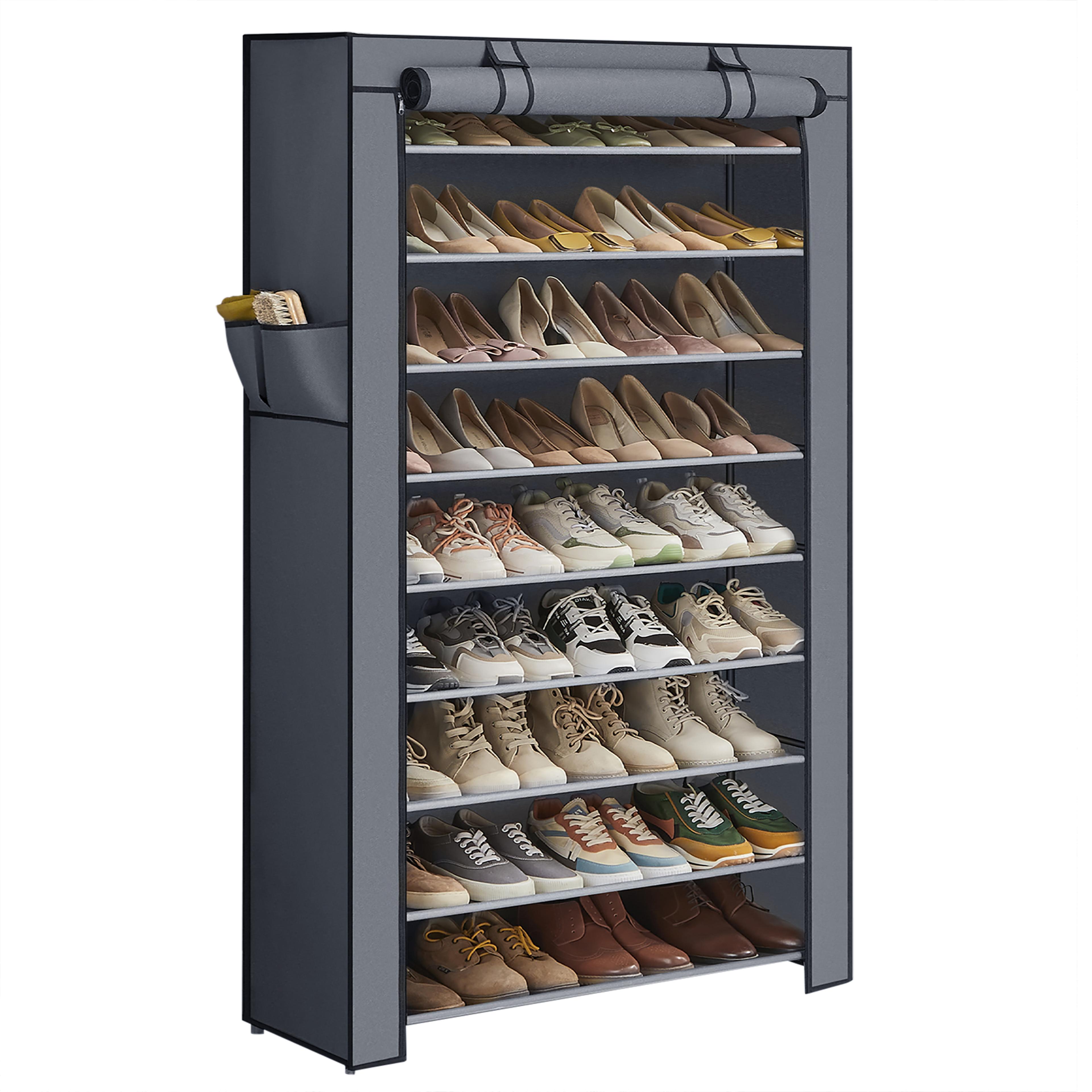 9 tier shoe organizer with dustproof cover shoe storage rack for 40-50 pairs