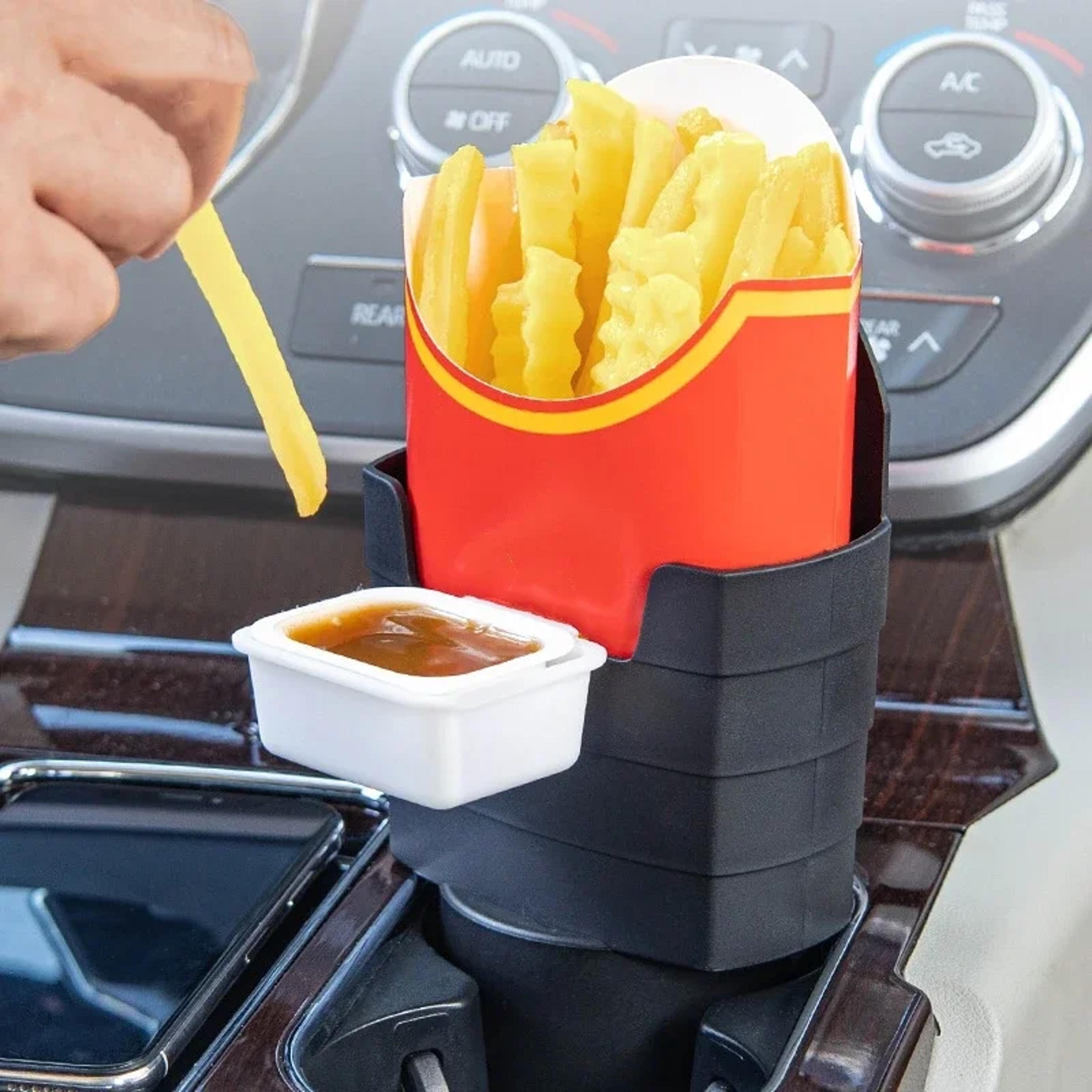 drivesnack car fry holder fast food holder car snack holder with sauce tray