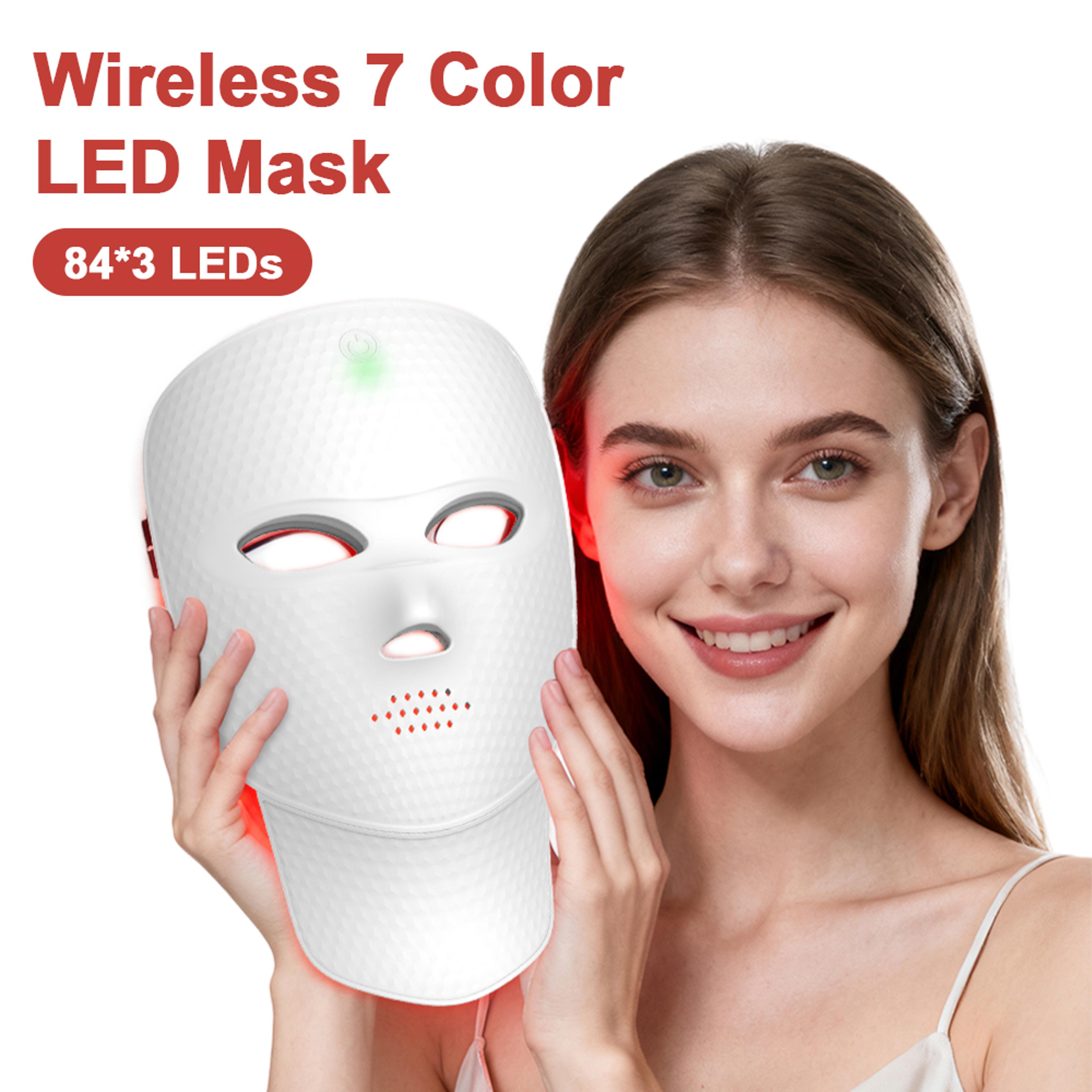 7 color led light therapy mask wireless face and neck led mask for skin rejuvenation anti aging care