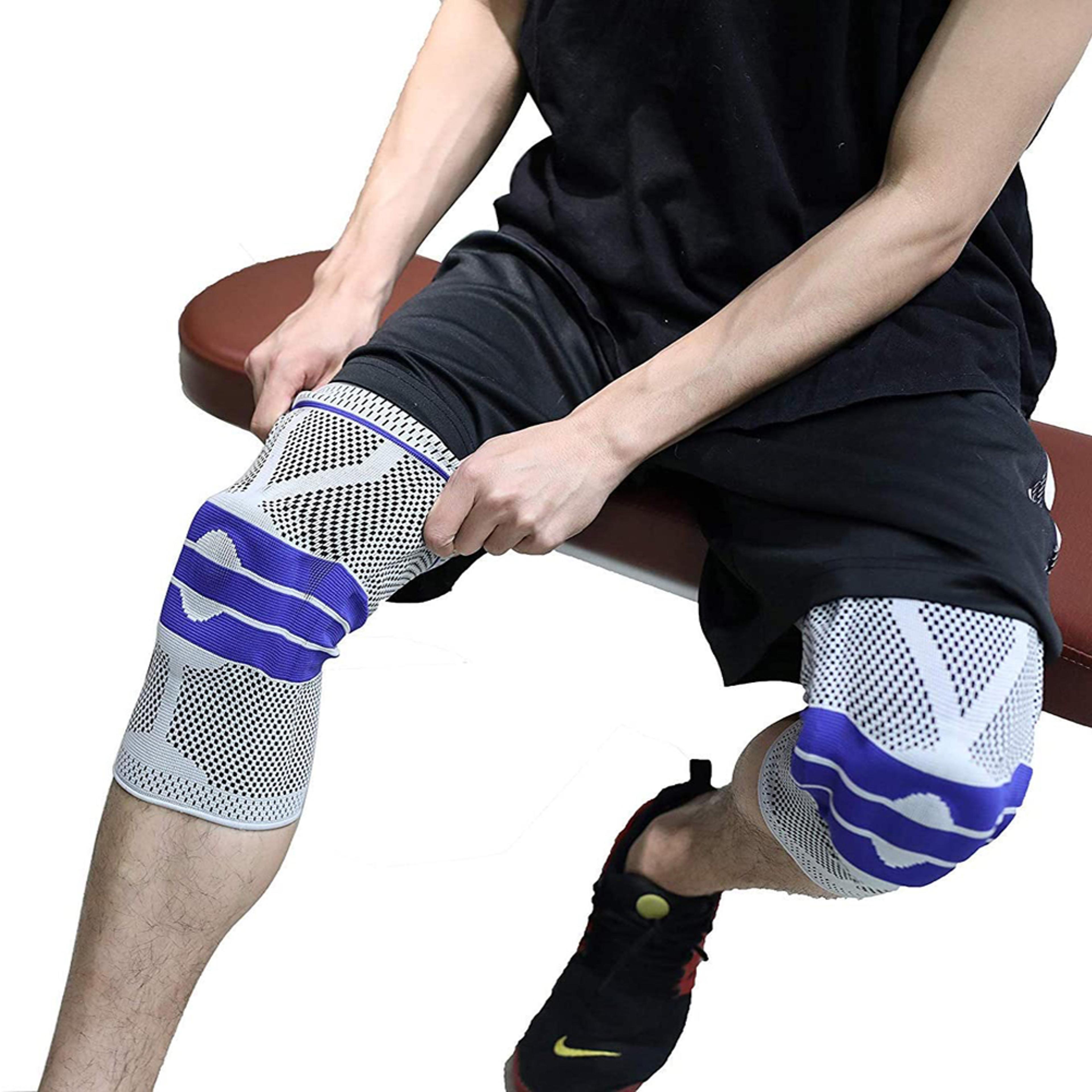 silicone padded knee support sports knee sleeves patella brace for running basketball fitness