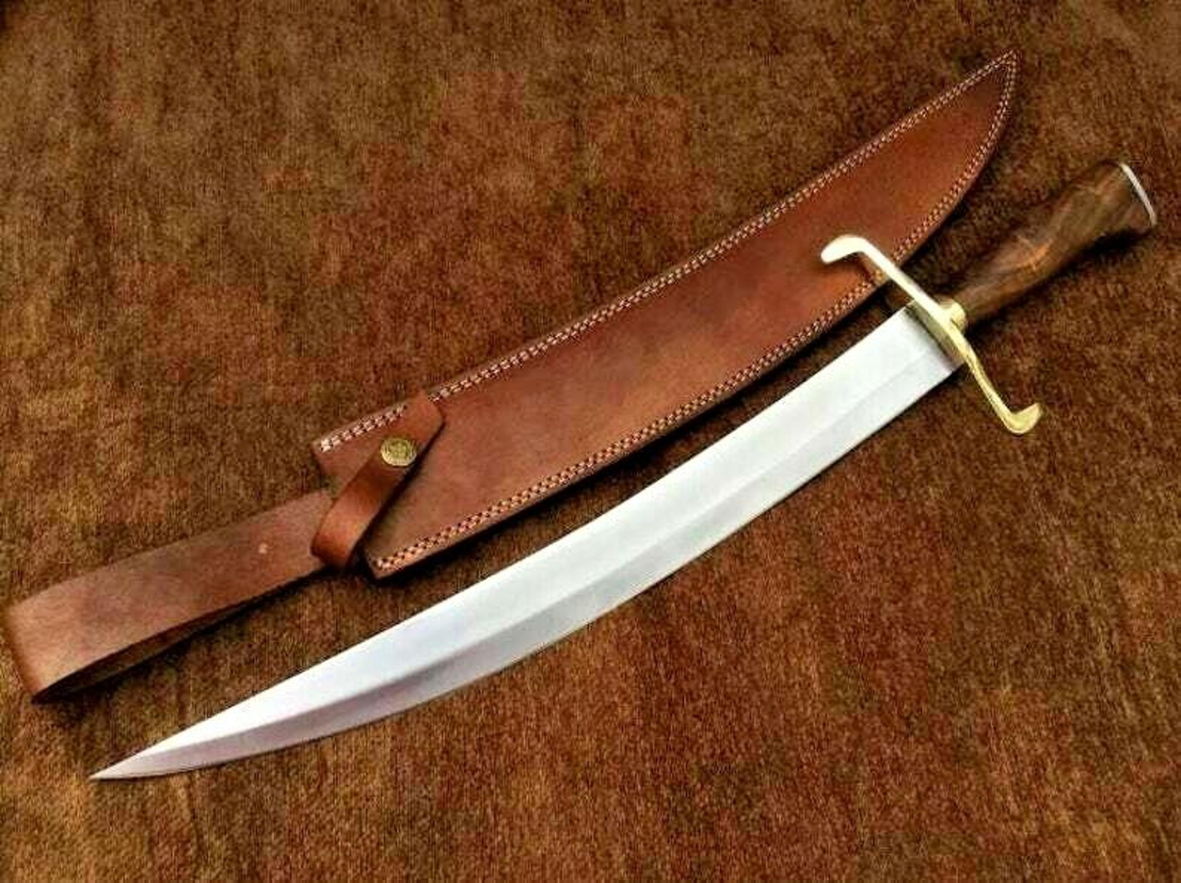 handmade arabic sword: 21" hand forged carbon steel, natural wood handle