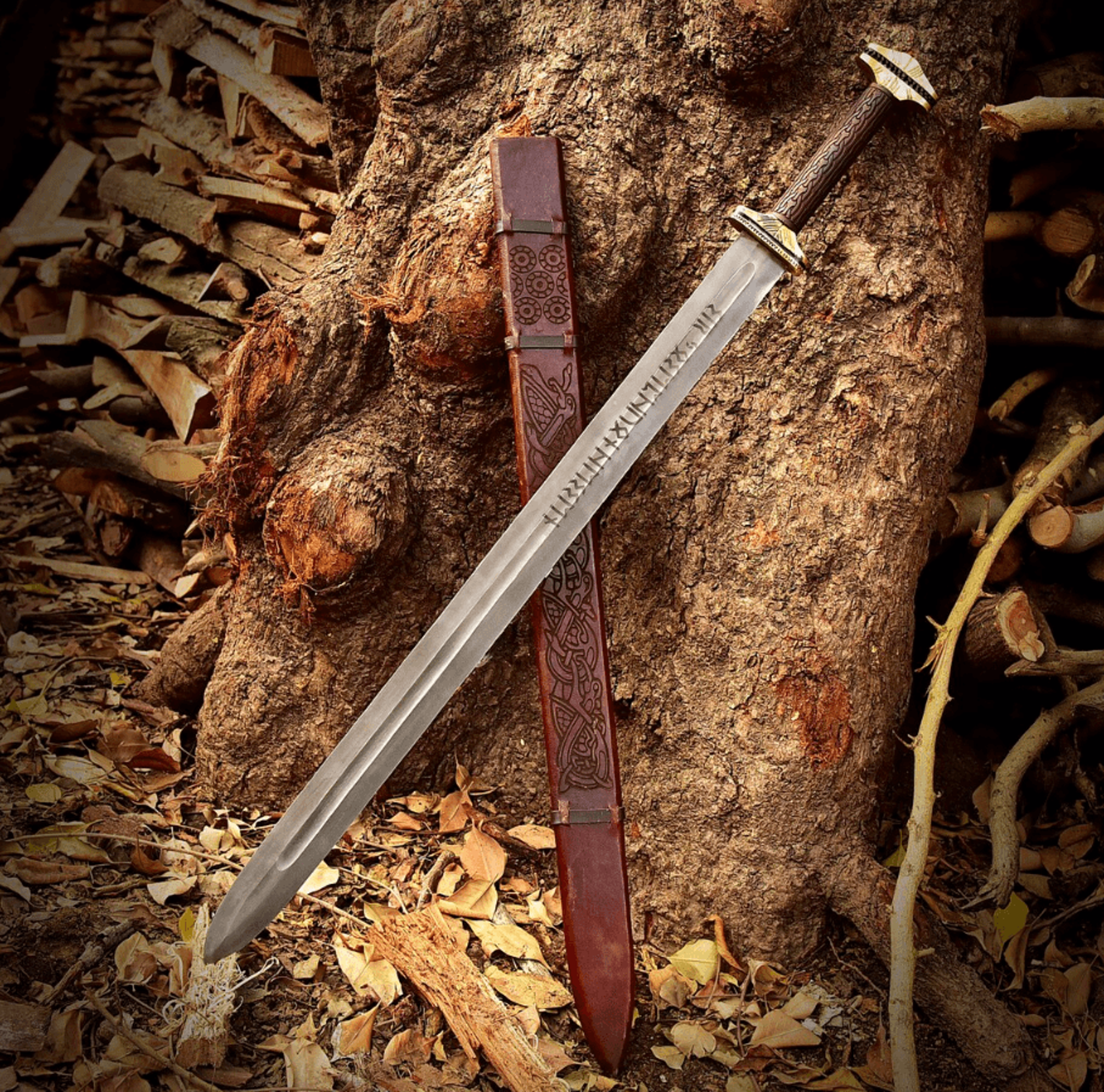 hand forged viking sword, unique viking sword, custom sword with engraved sheath, long sword christmas gift, birthday