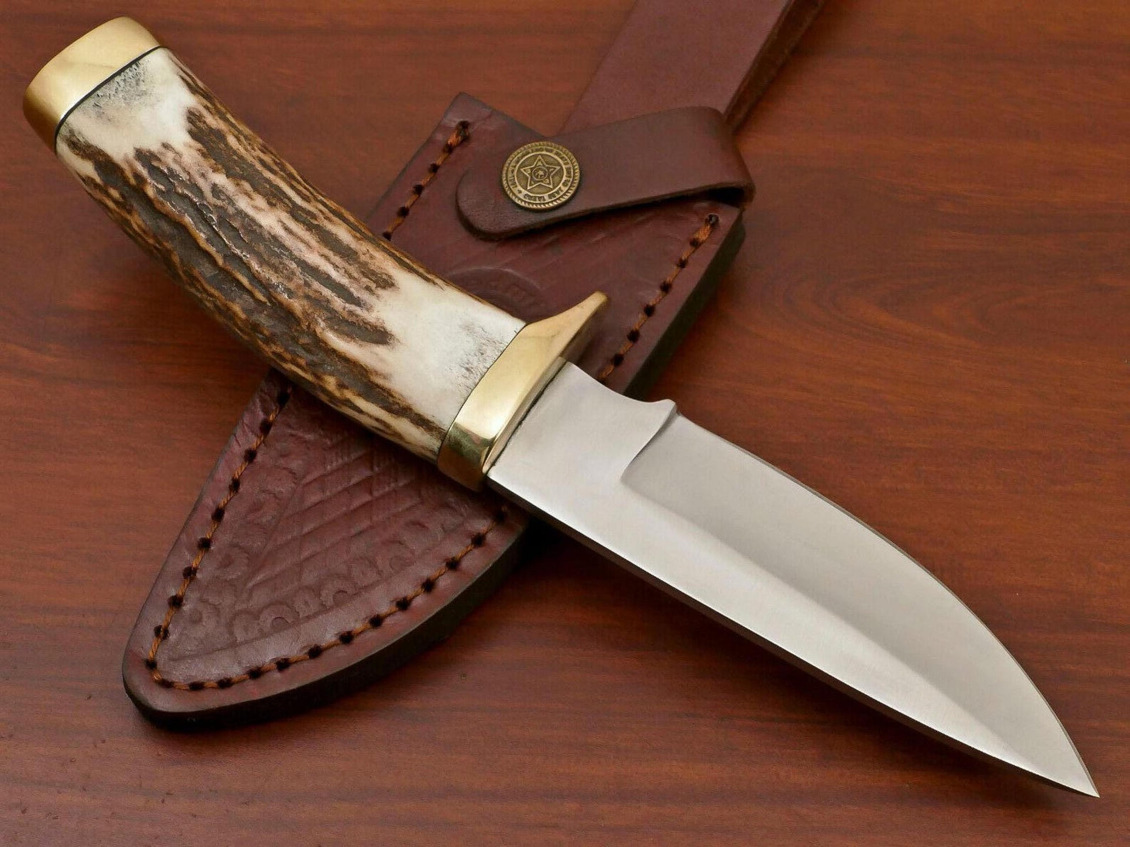 hand forged stag handle skinner knife stainless steel hunting blade gift for hunters
