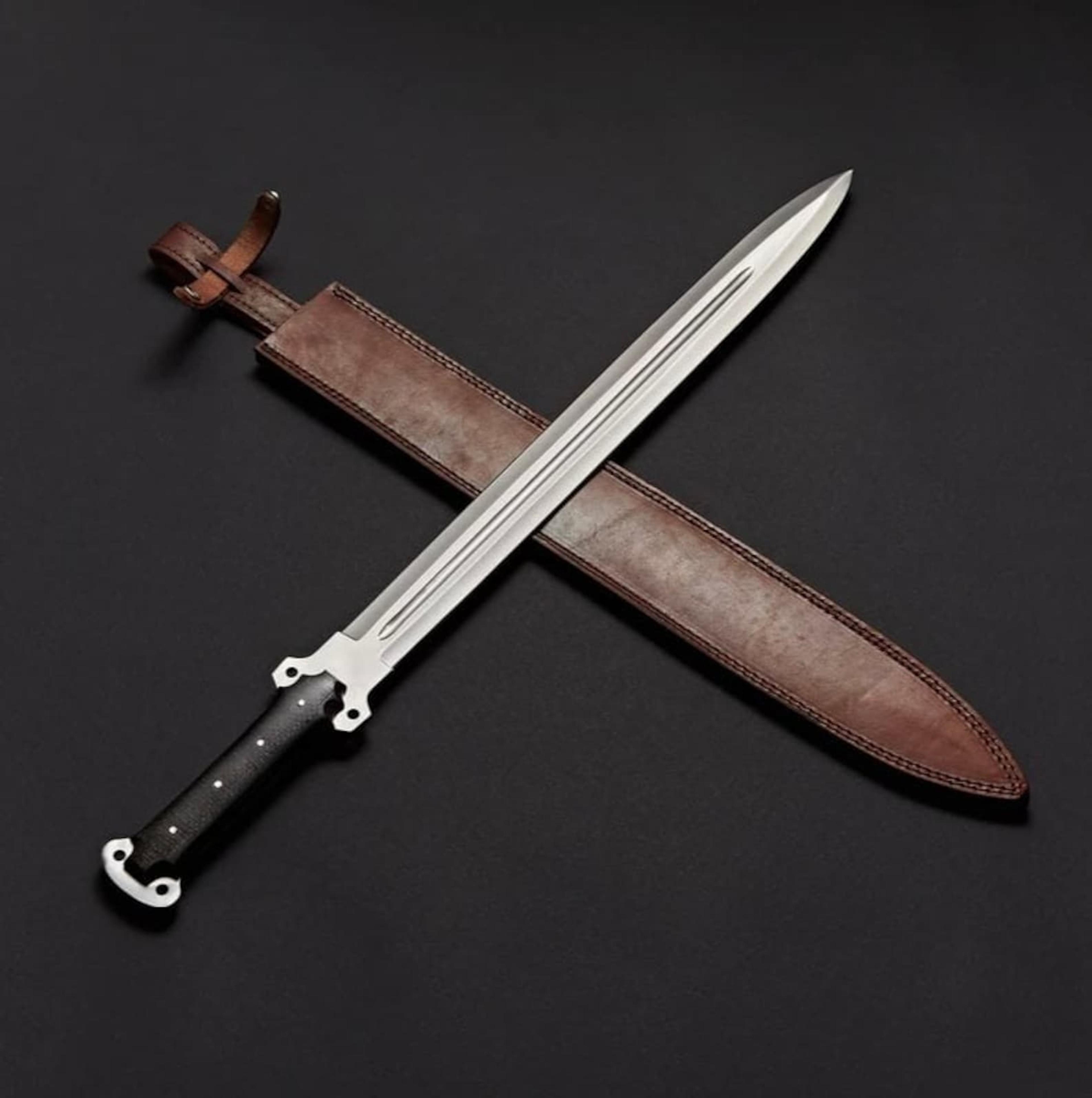 handmade double fuller gladius sword with stainless steel blade & leather sheath | history enthusiasts