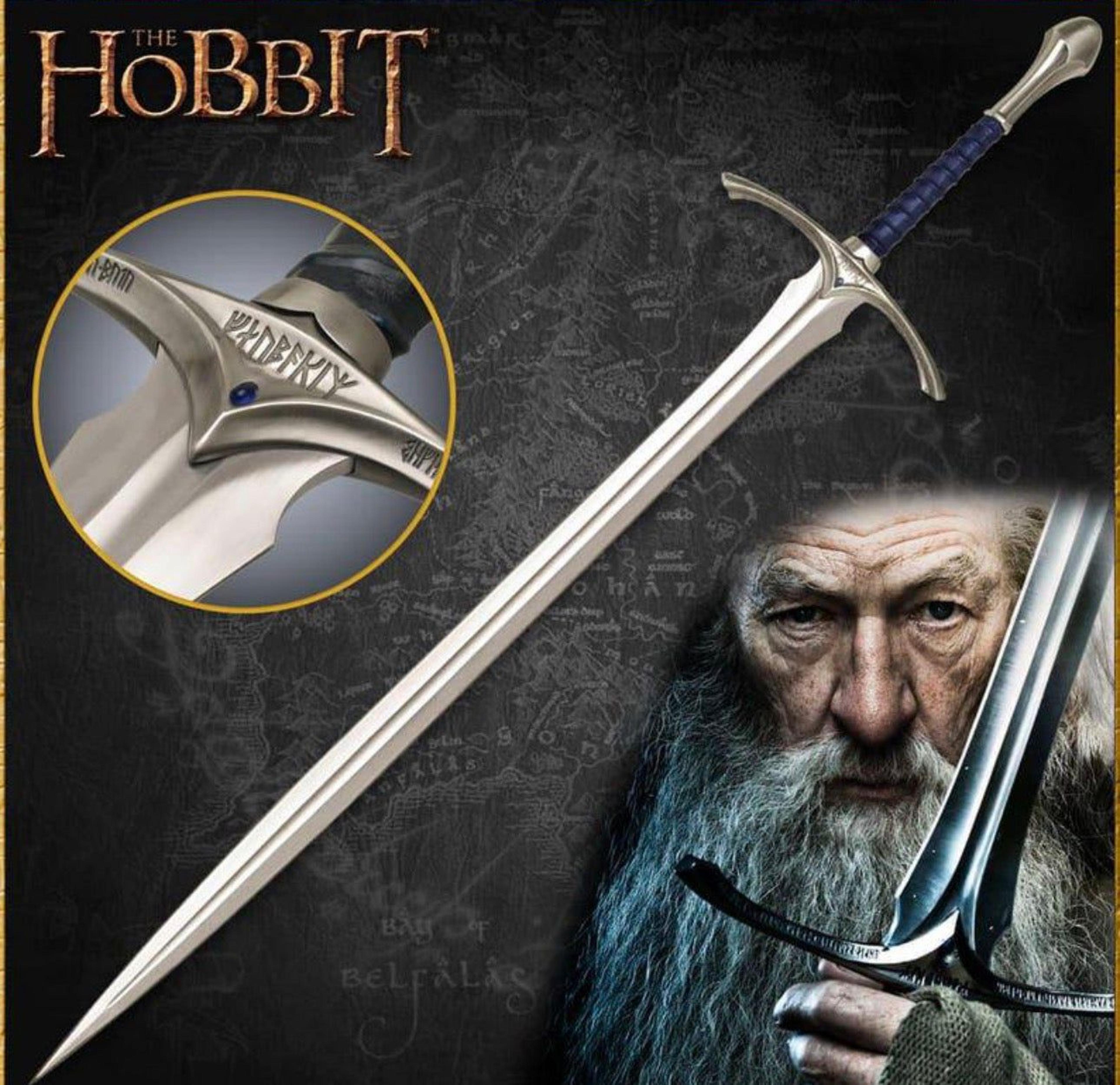 handmade glamdring sword replica with stainless steel blade & elven-inspired design for display, cosplay & collectors