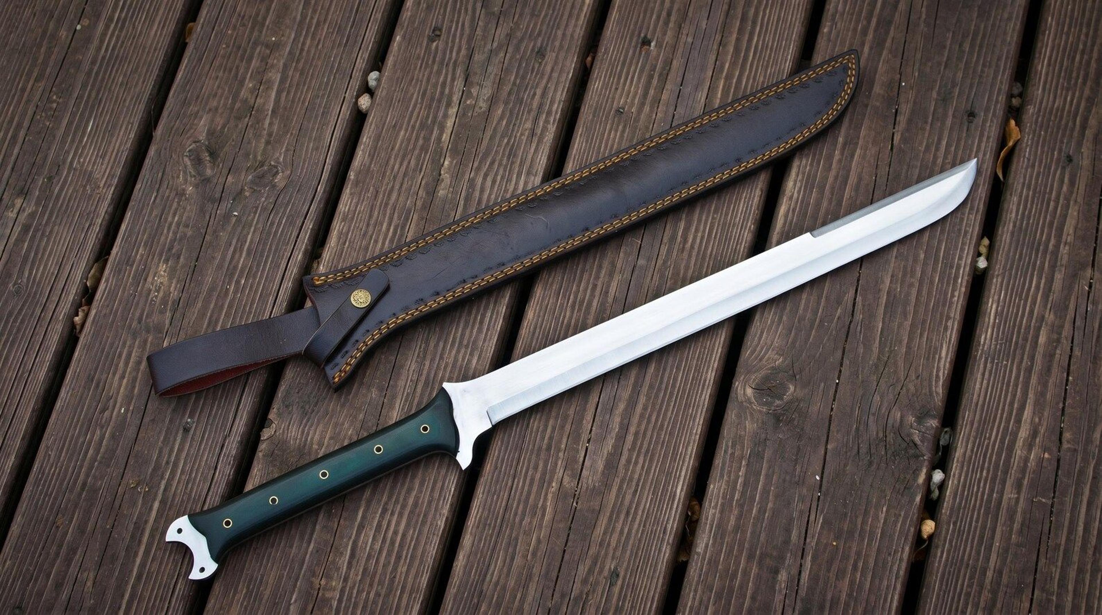 full tang machete sword | 24 inch stainless steel jungle knife with g10 handle | survival bushcraft blade & sheath