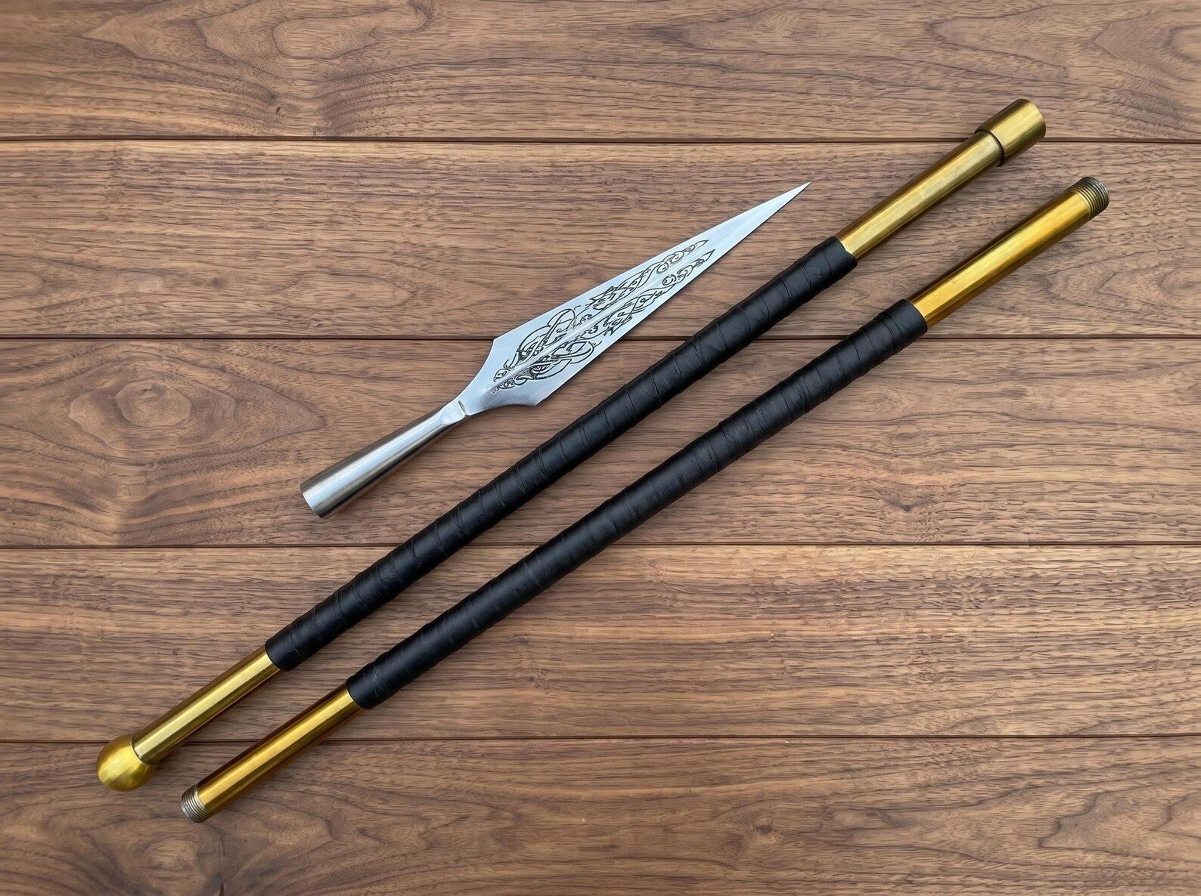 hand forged viking spear with detachable staff | 72 inch stainless steel spear | norse warrior replica polearm