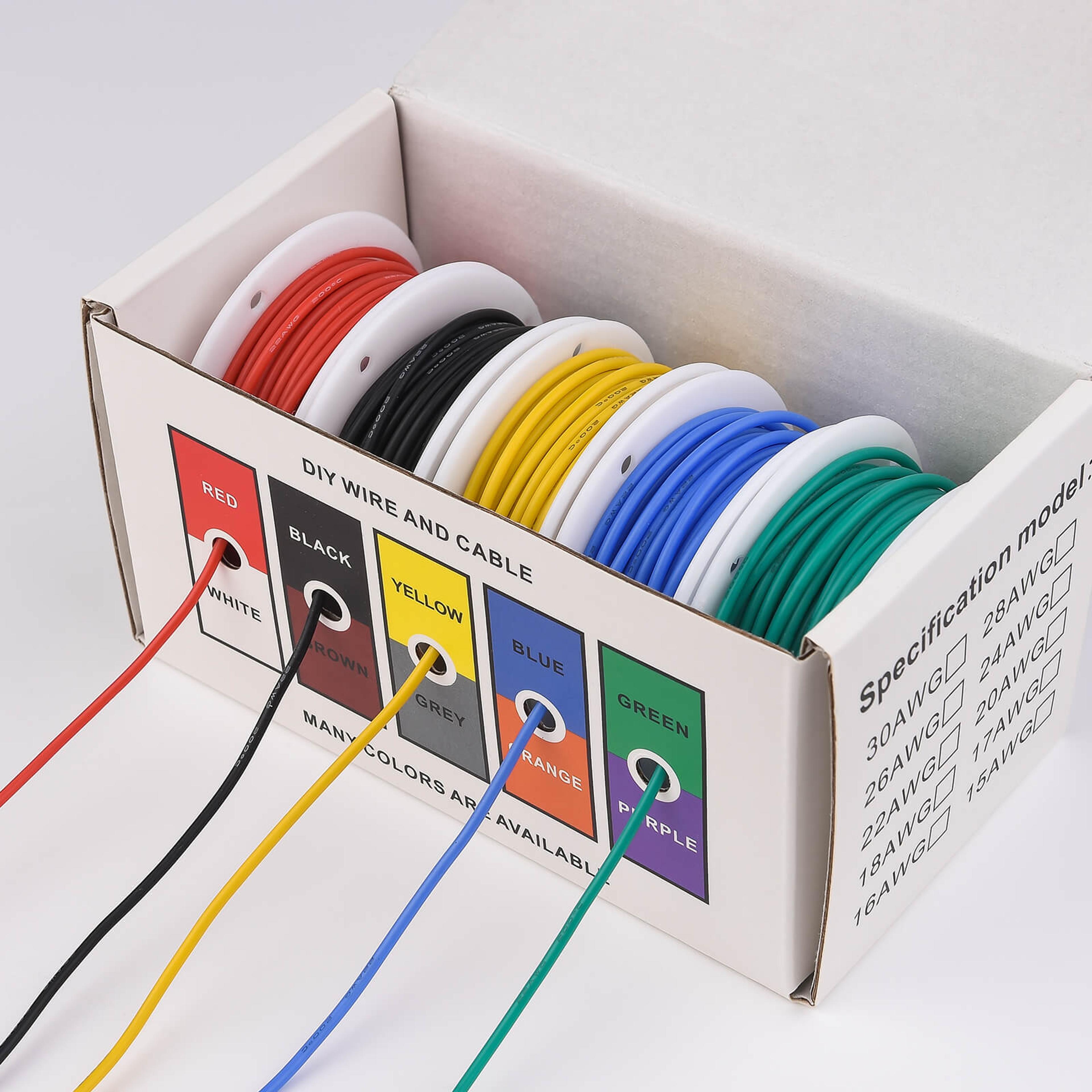 22 gauge flexible silicone wires, stranded tinned copper wire for diy electronics
