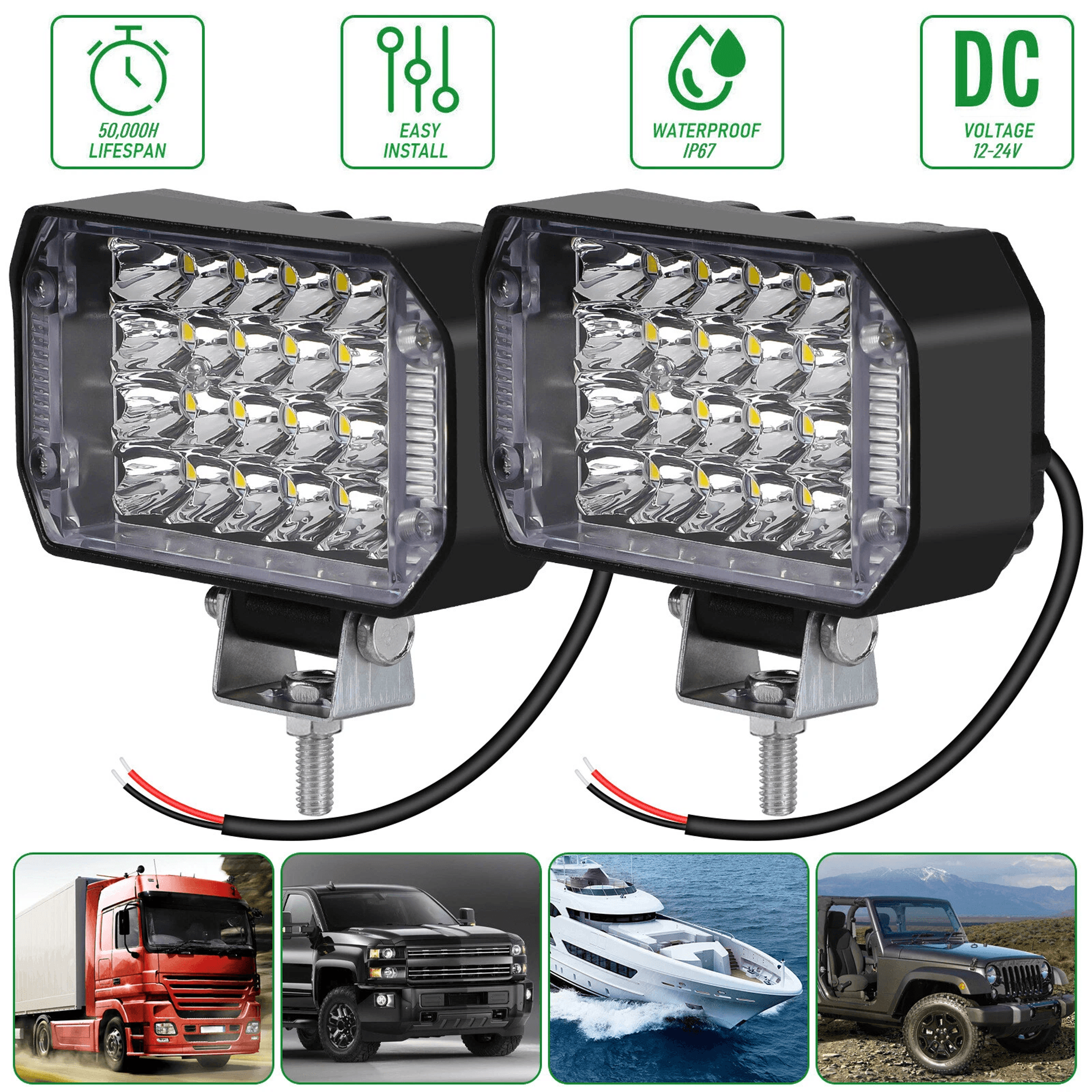 800w led work light bars spot flood combo pods for offroad driving, fog lamp for truck, atv, suv, utv, boat,