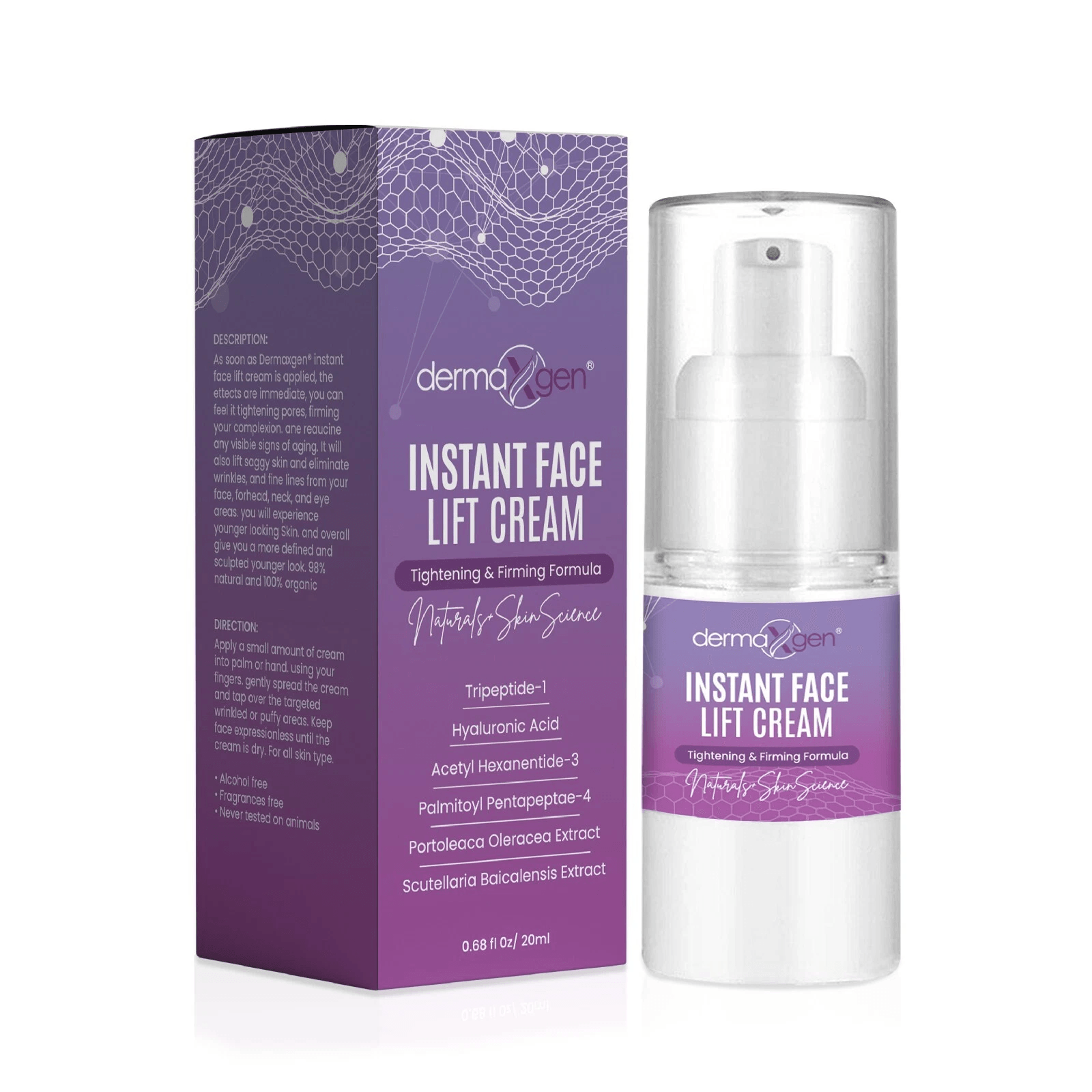 instant face lift cream, tightens sagging skin, reduces puffiness & fine lines