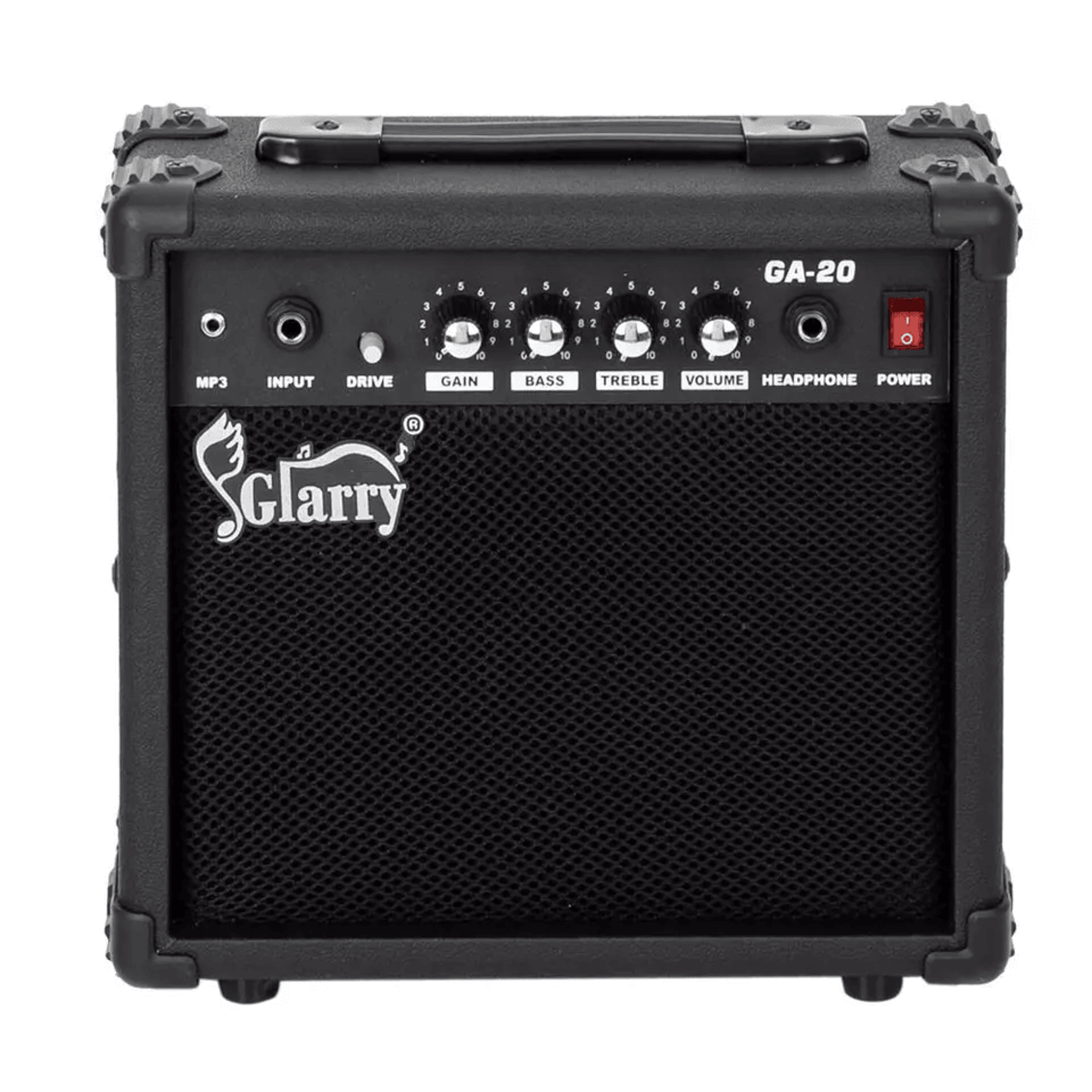 glarry portable electric guitar sound amplifier, mini amp for practice with aux & headphone jack, bass/treble/mid