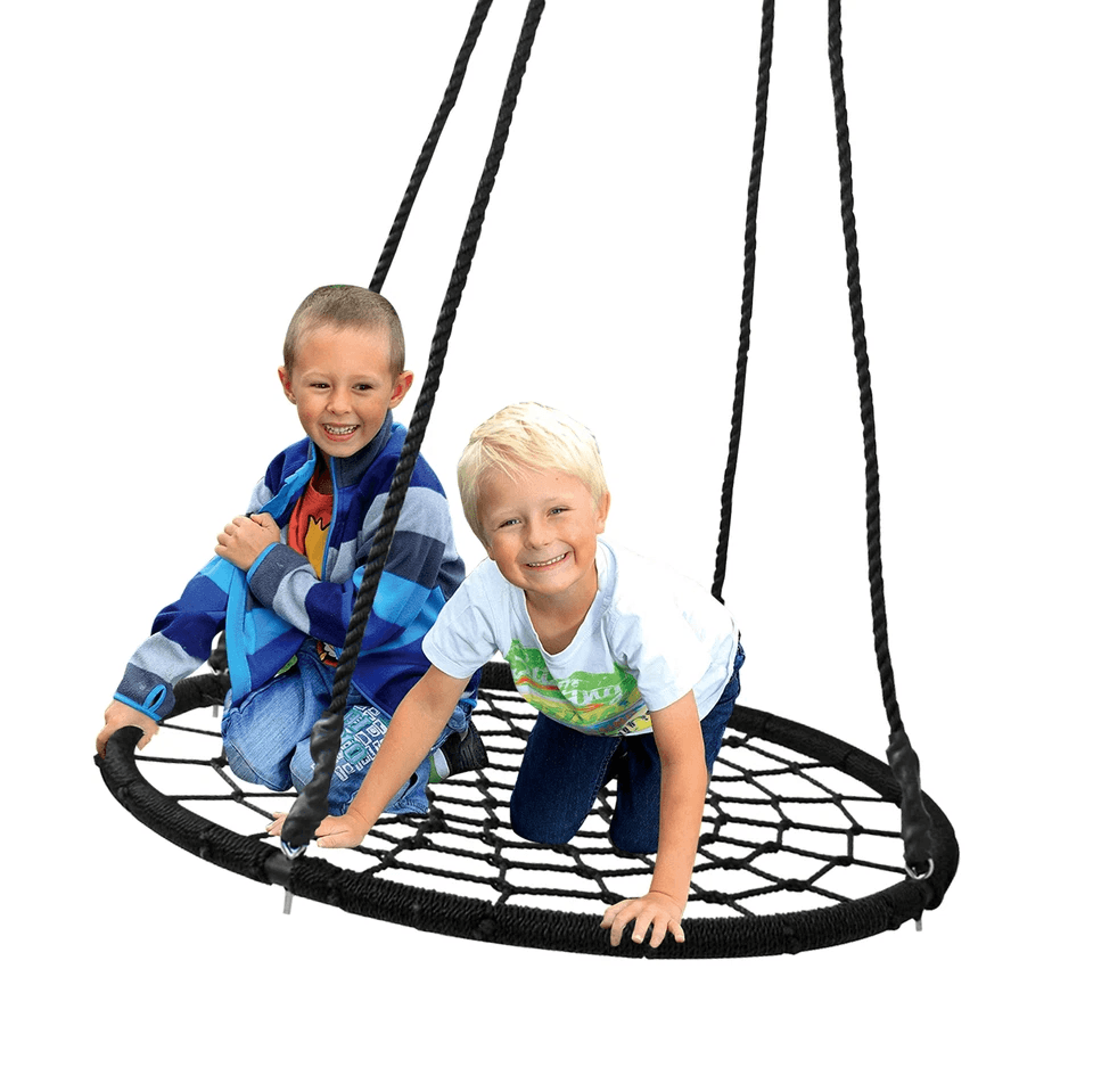 extra large spider web saucer swing, tree swing set with adjustable hanging rope for kids, backyard playground fun