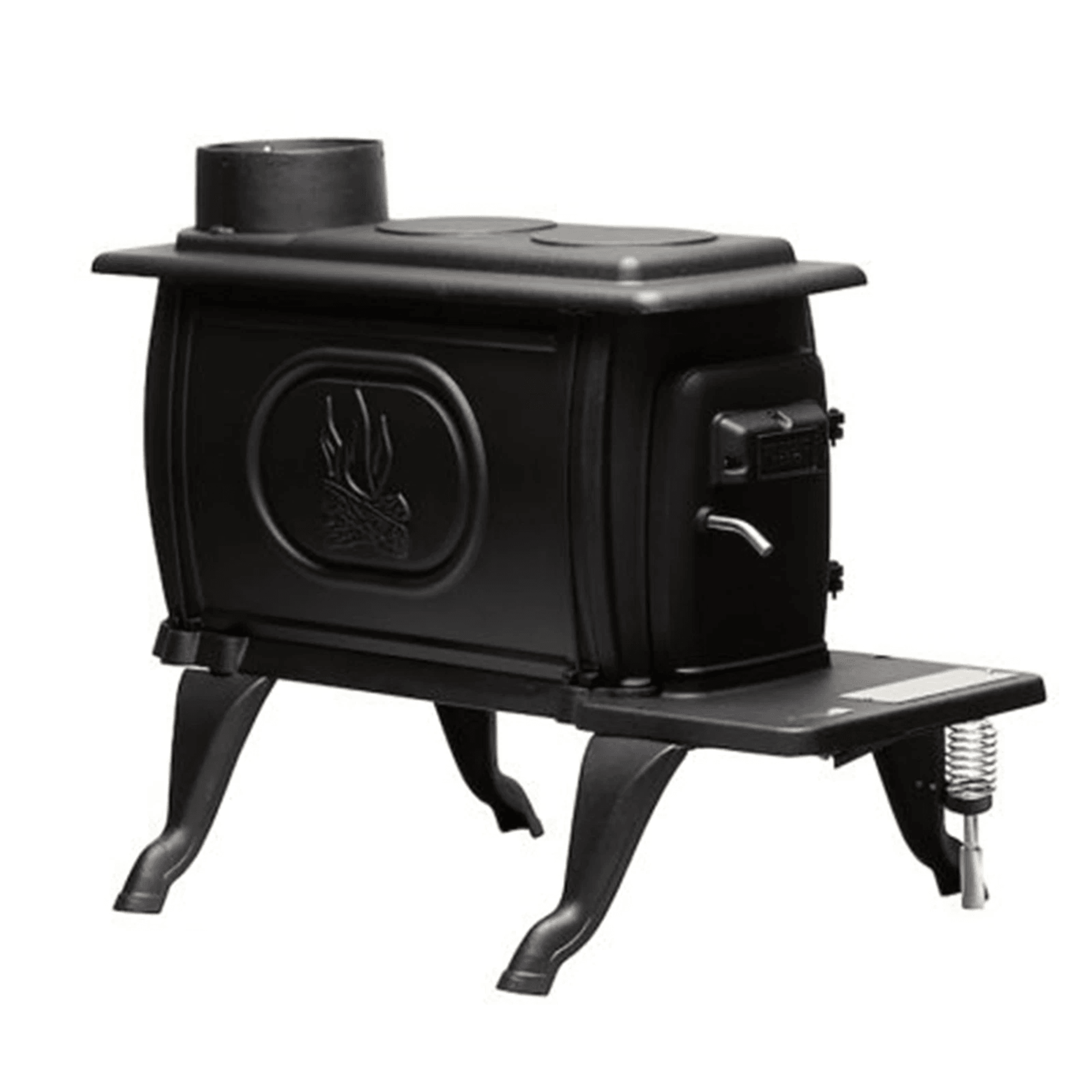 stove cast iron log wood stove, rustic design, clean burning, epa certified