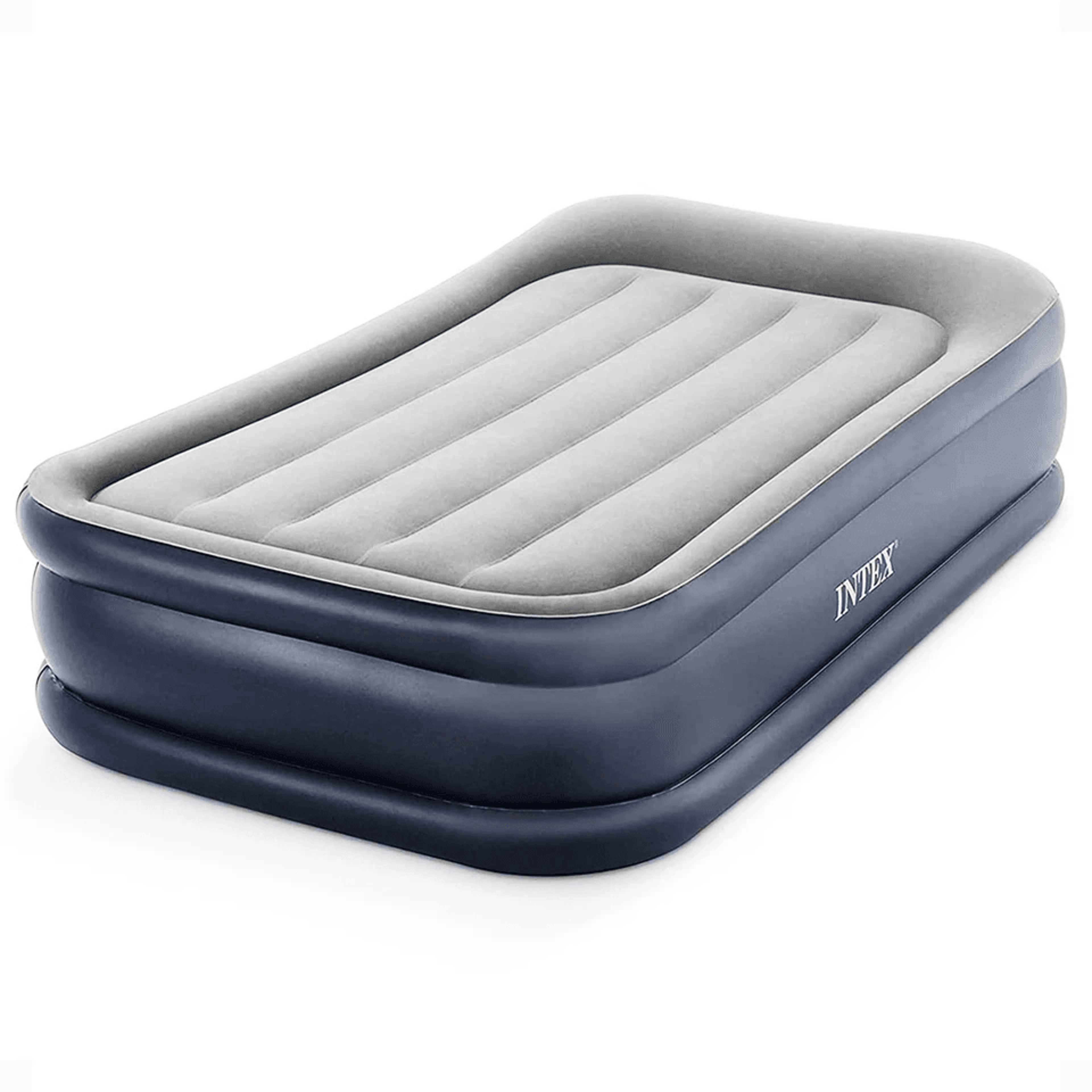 intex dura beam deluxe pillow bed with built-in pump, twin – 16.5" raised air mattress for camping & guests