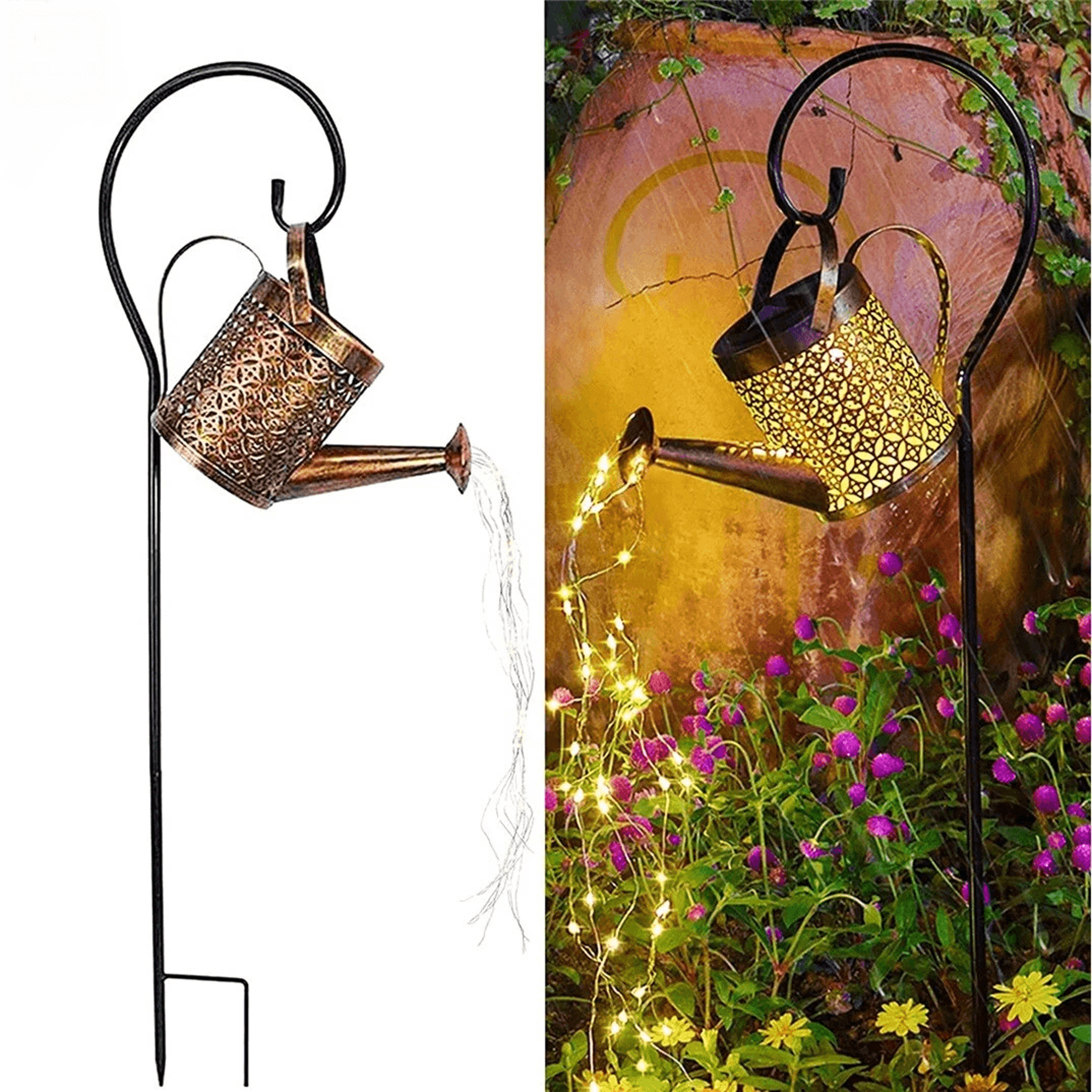 solar watering can light – outdoor waterproof kettle yard art lamp decor – led garden landscape lighting