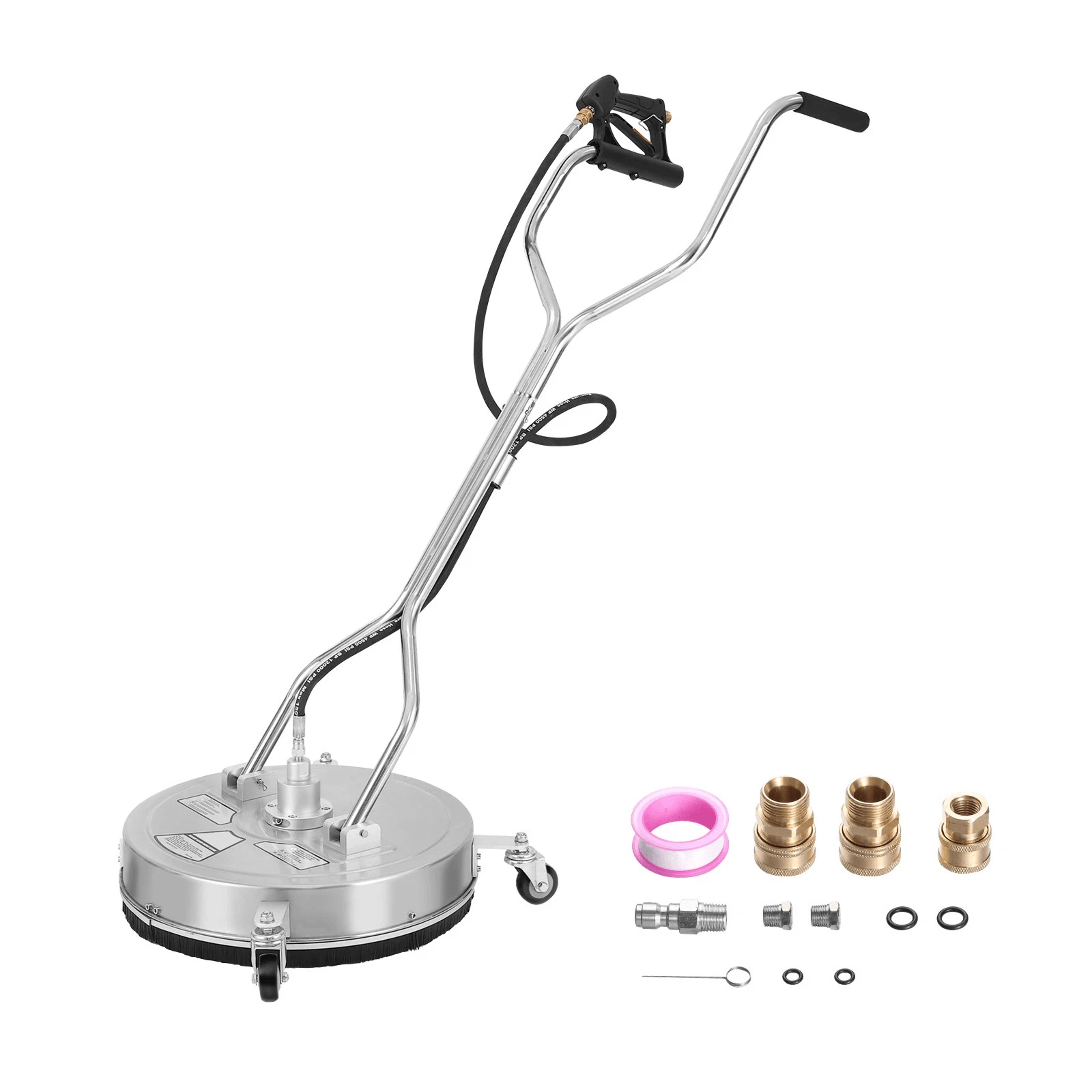 pressure washer surface cleaner with wheels & dual handles, heavy-duty power washer attachment for driveways