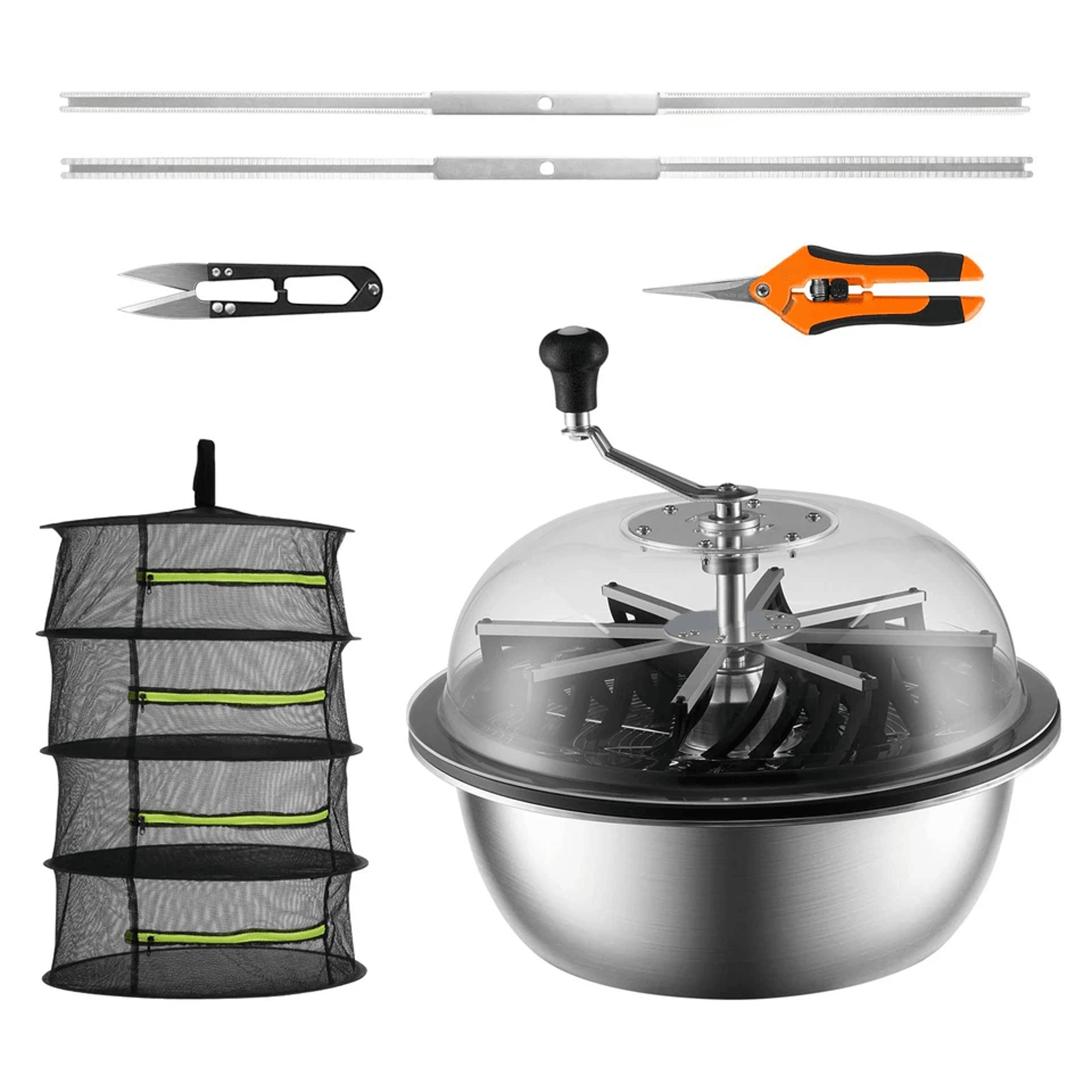 leaf bowl trimmer manual bud trimmer, stainless steel blades for wet & dry trimming, clear dome, hand pruner included
