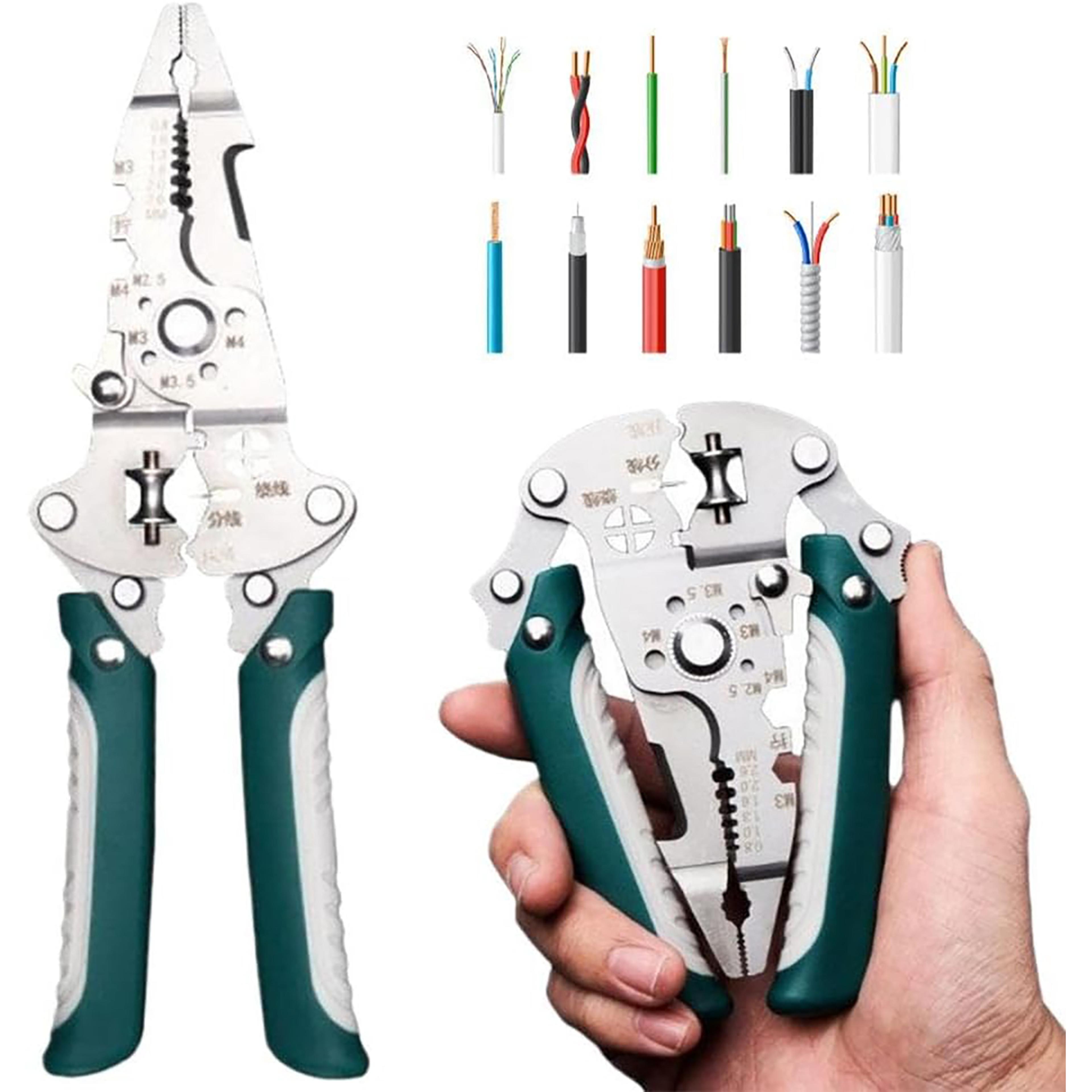 professional 18 in 1 foldable wire stripping & crimping tool multifunction electrician pliers