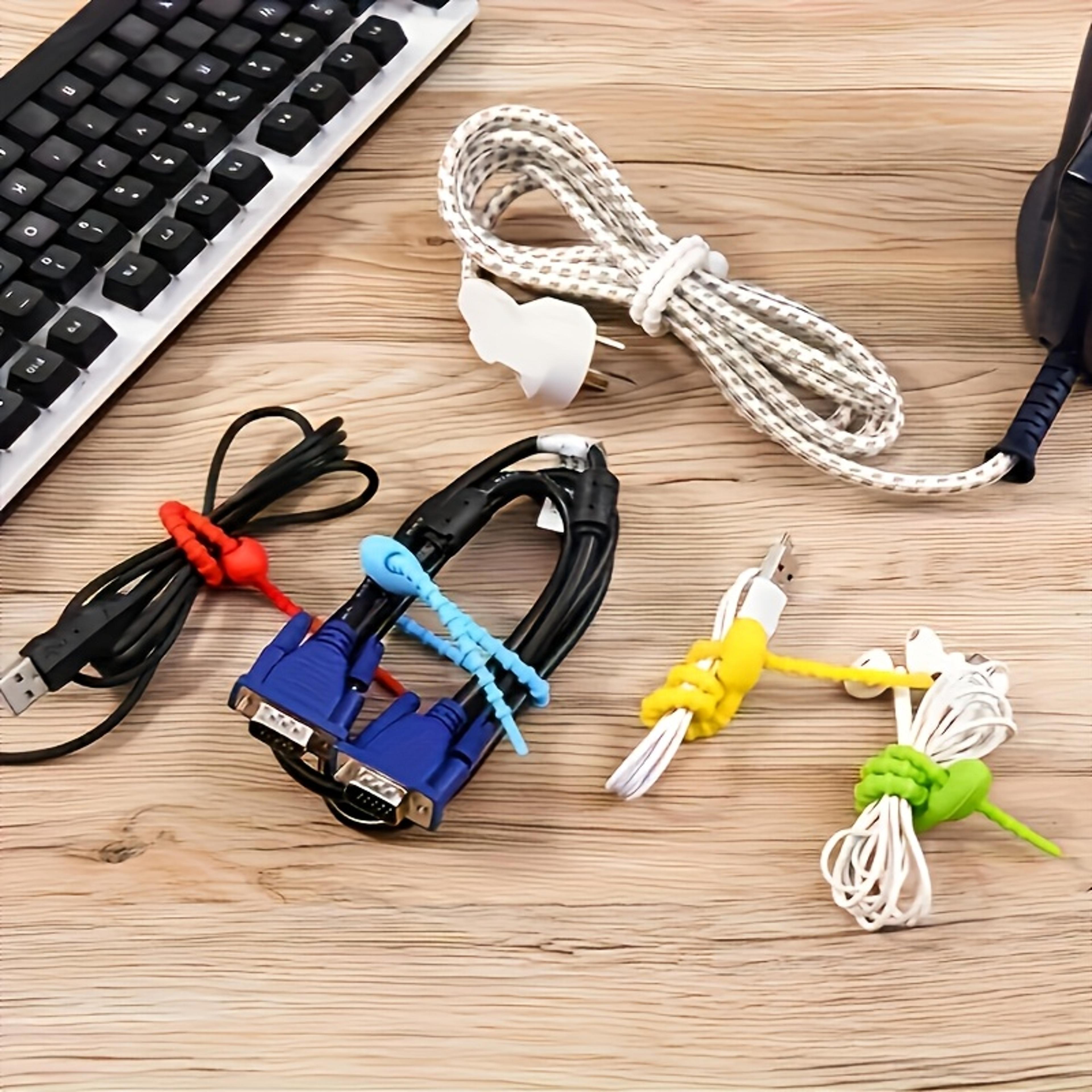 silicone cable & wire management organizer kit reusable cable storage ties