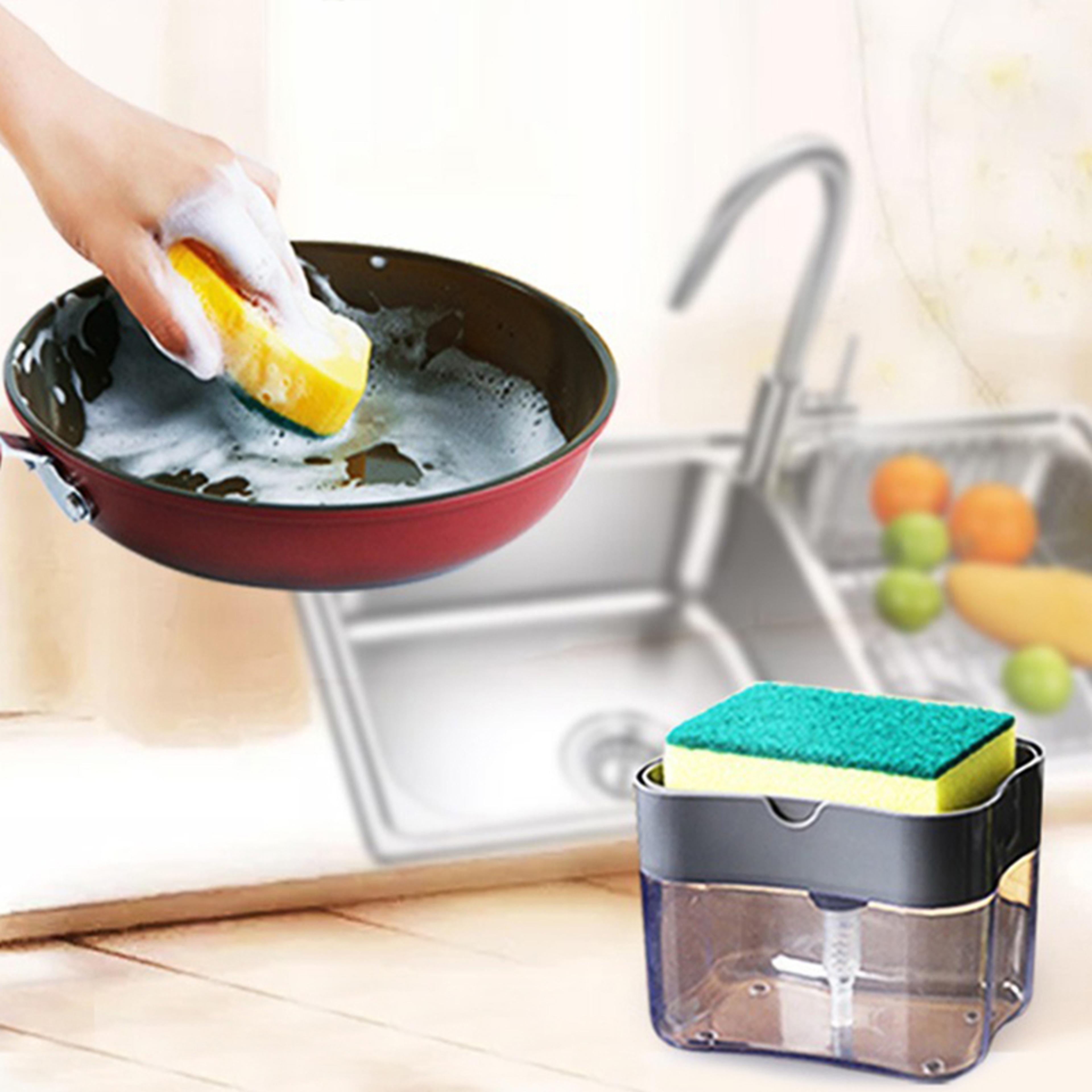 smartpress dish soap dispenser with sponge holder