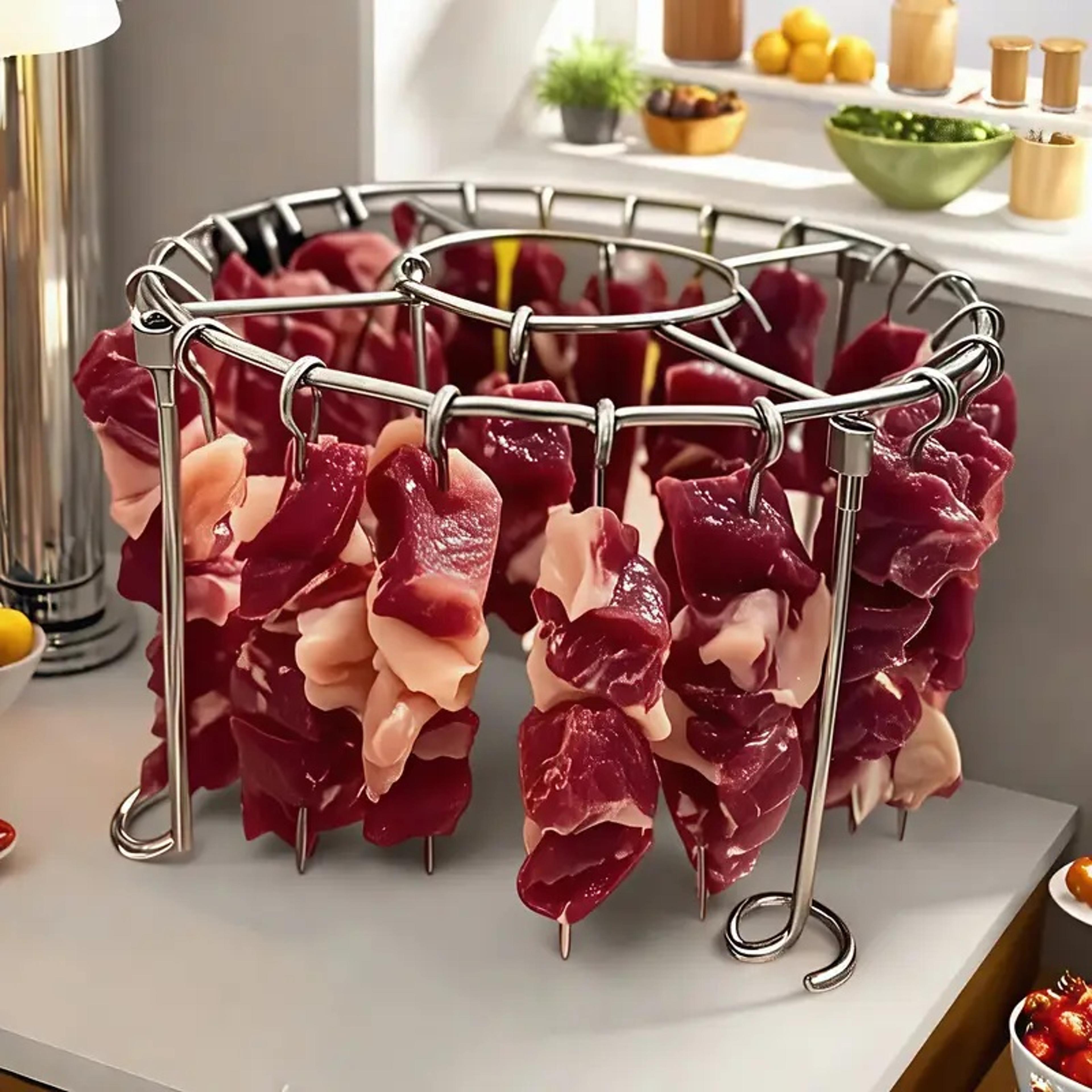 premium air fryer grill set with vertical grill skewers and 304 stainless steel kabob rack