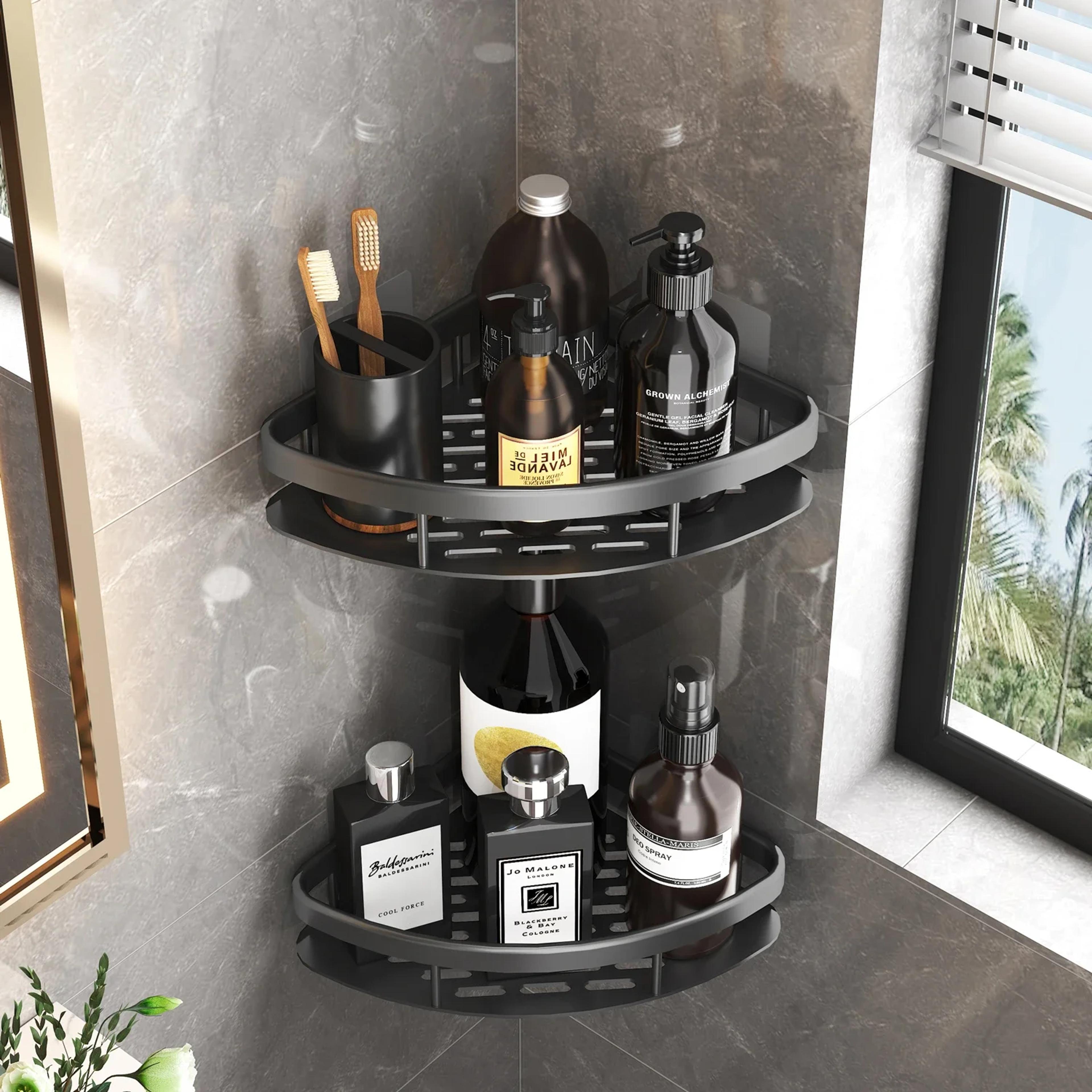 premium corner wall mount shower shelf no drill bathroom storage organizer rack