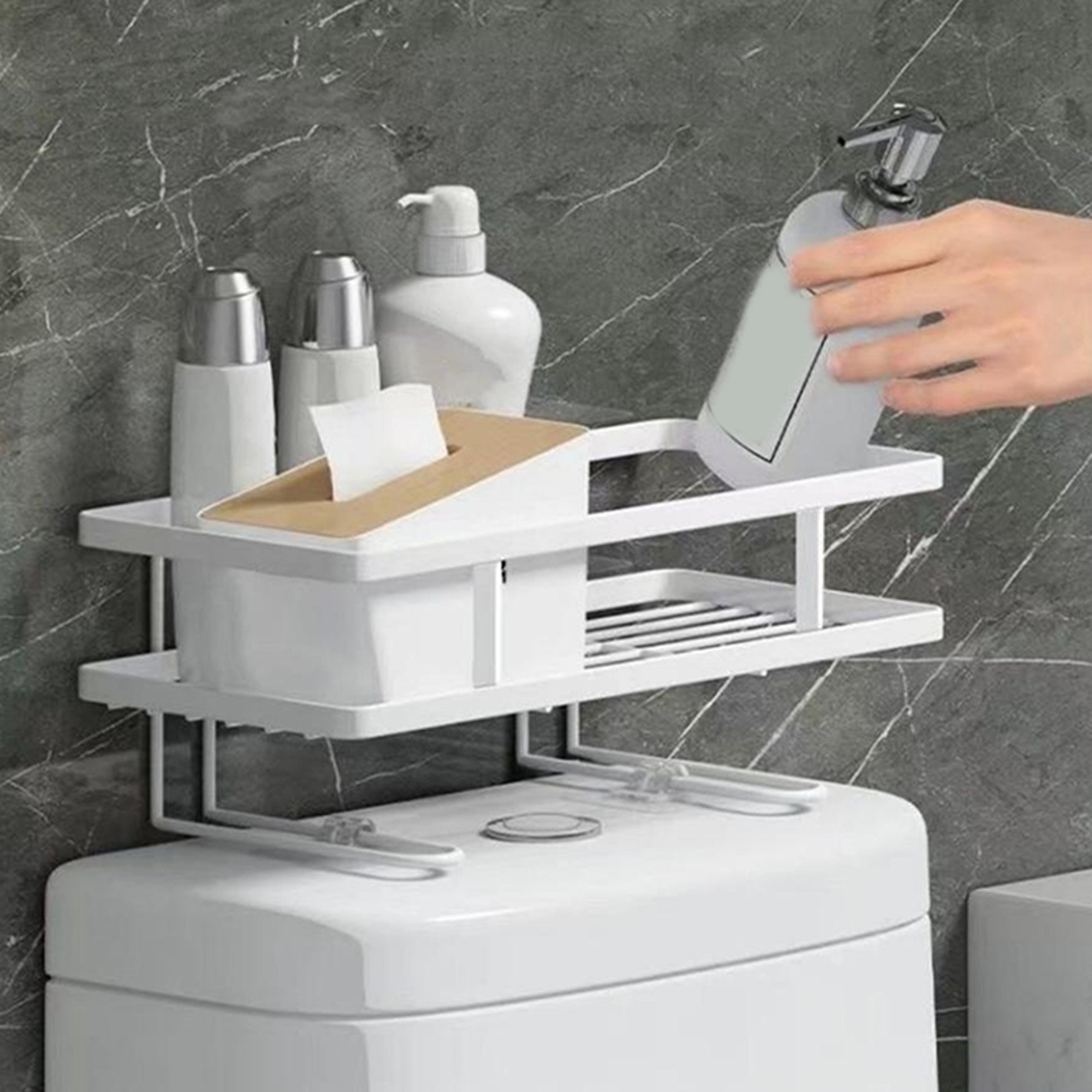 space smart over the toilet storage shelf no drill bathroom organizer for towels & toiletries