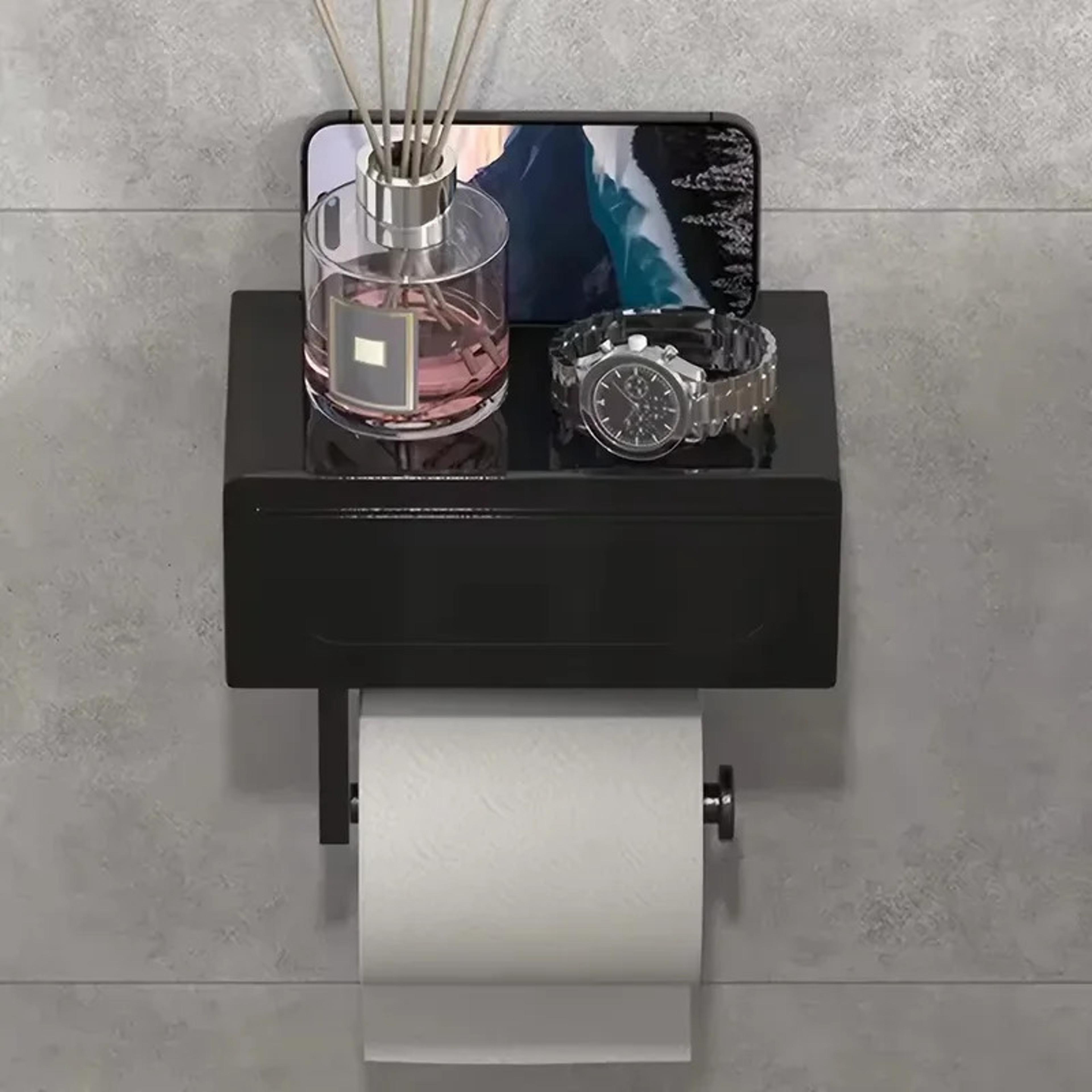 aero shelf drill free toilet paper holder with storage shelf