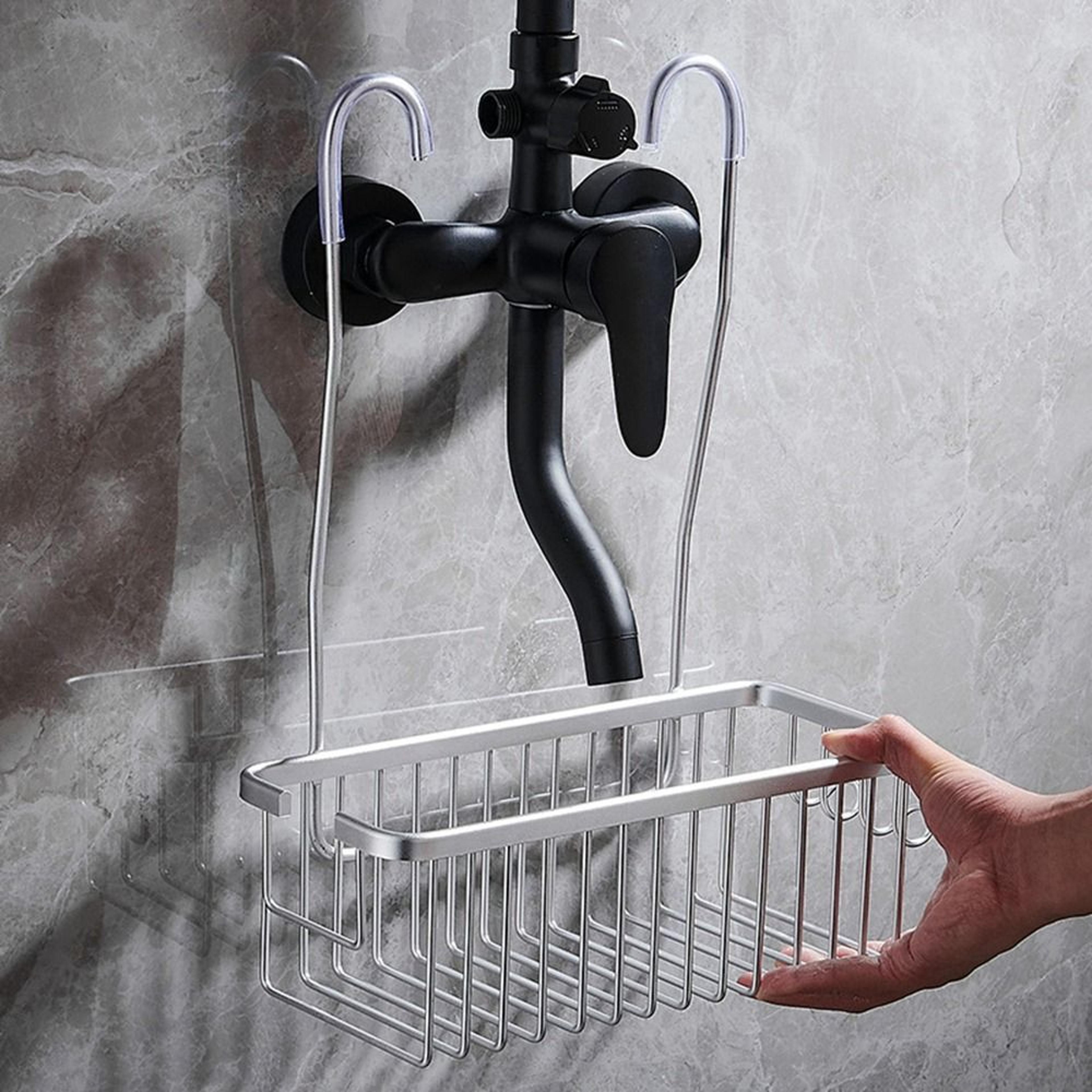 aerospace aluminum shower caddy wall mounted bathroom organizer shelf