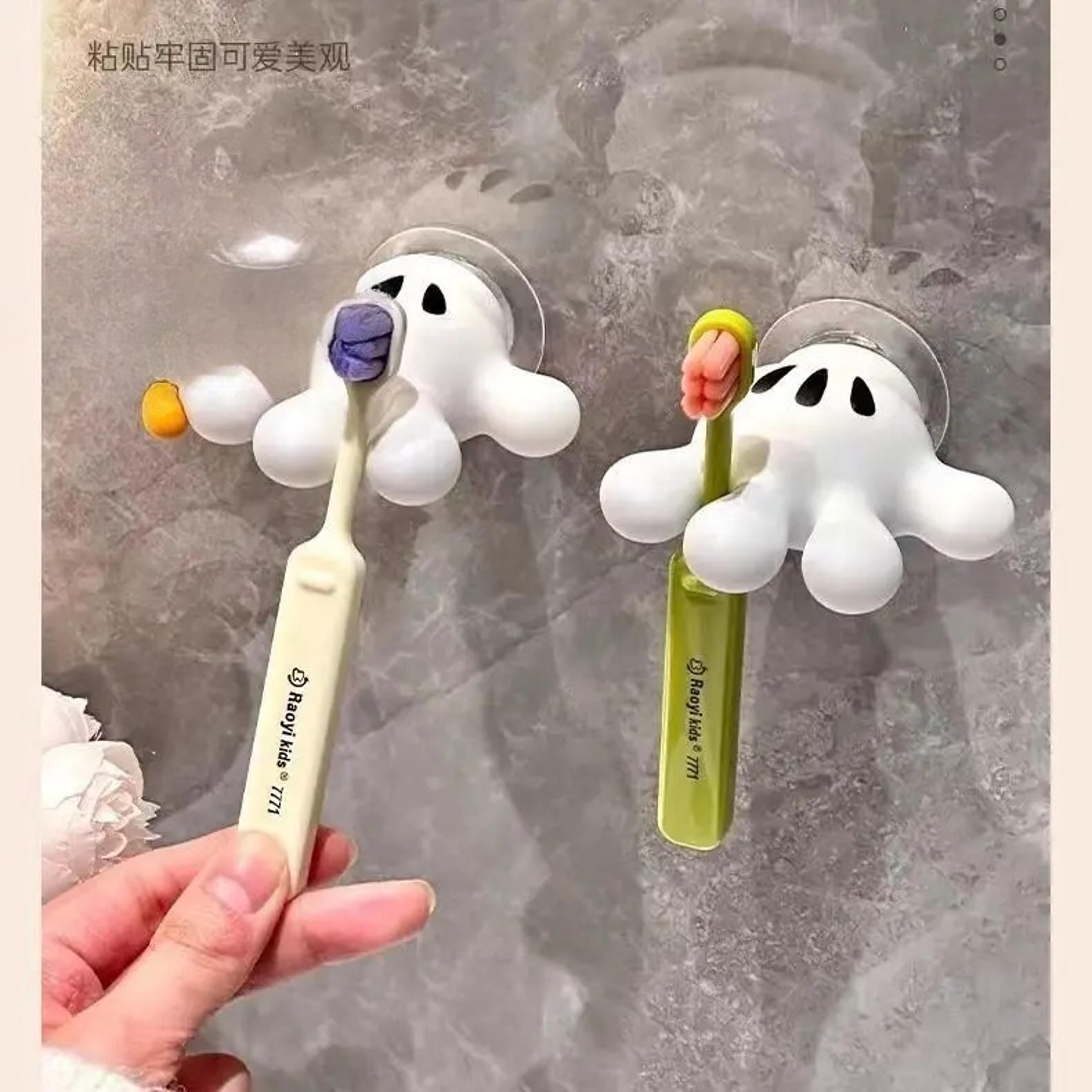 cute palm suction cup toothbrush holder & multi function bathroom hook