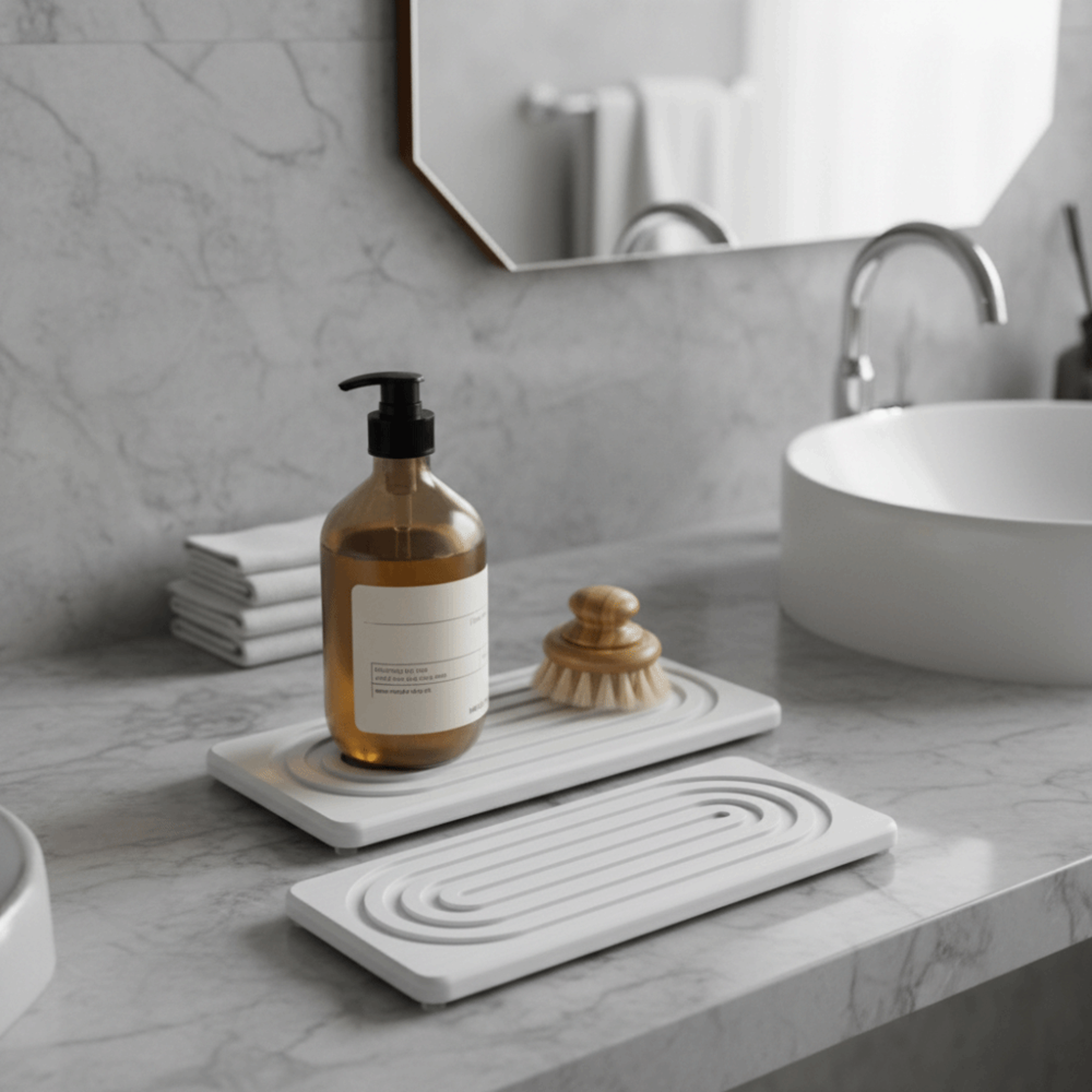 quick dry diatomite stone tray set water absorbing bathroom & kitchen counter organizer