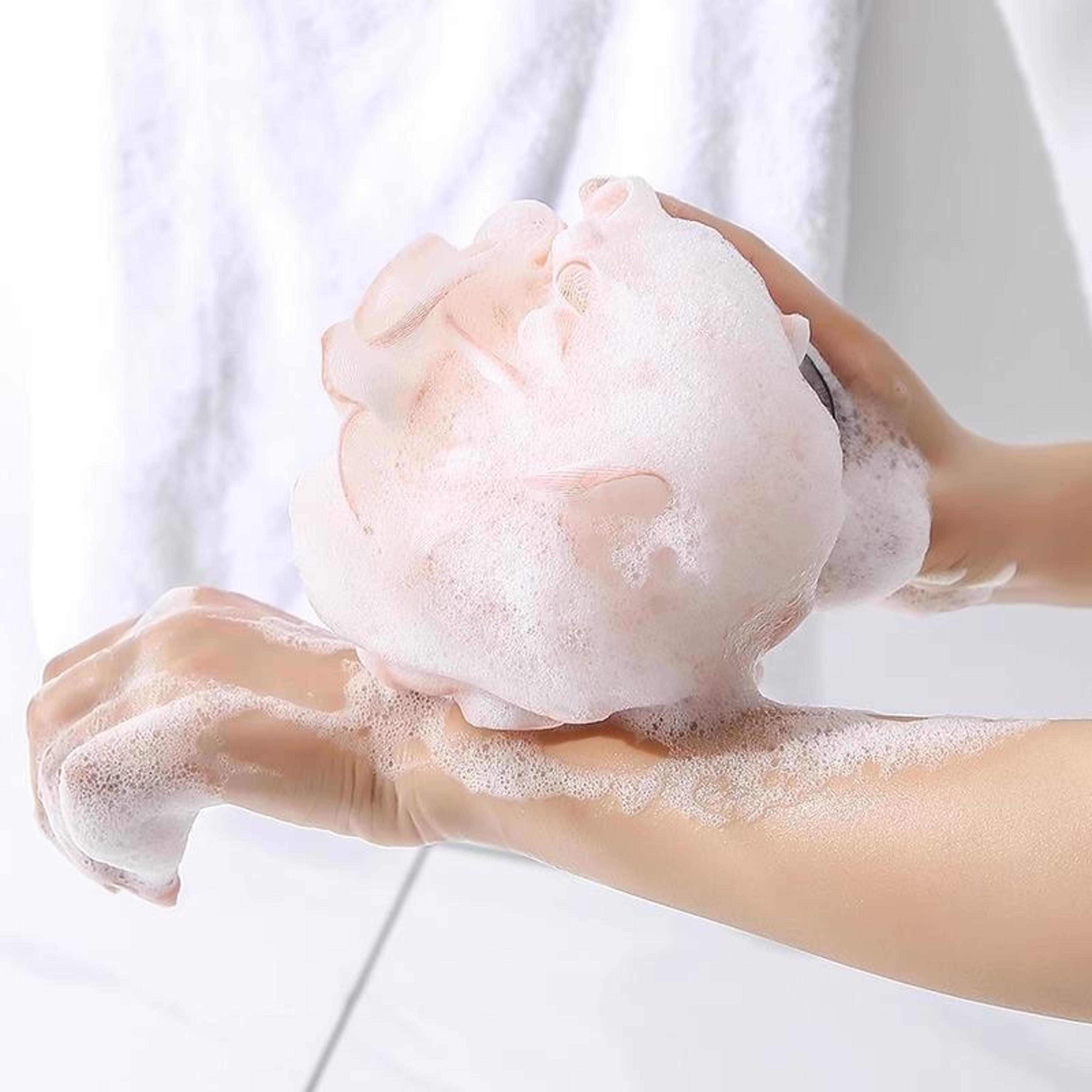 ultra soft exfoliating shower pouf large bath ball for rich lather & gentle body cleaning mesh