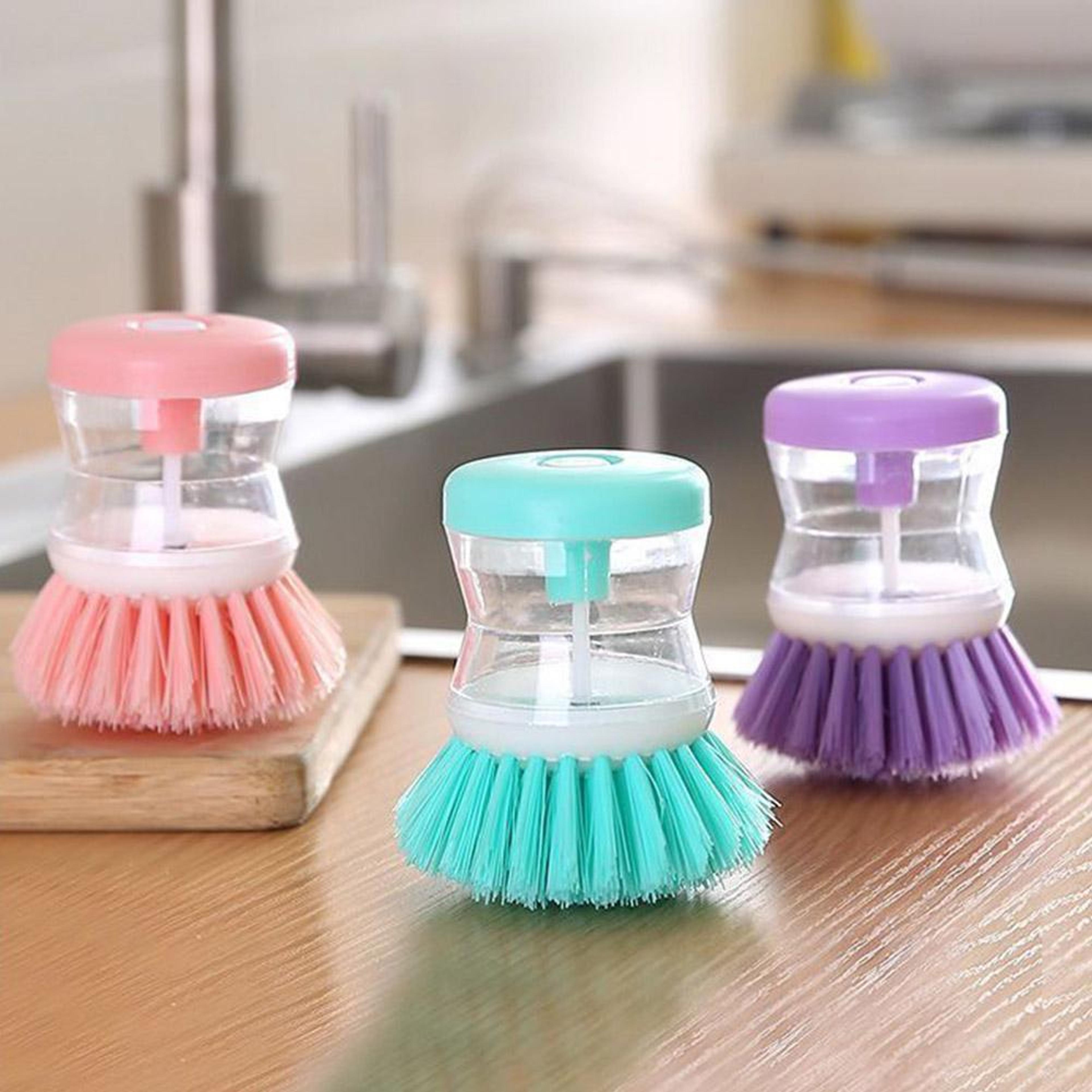 astronaut soap dispensing dish brush for pots, pans & kitchen cleaning