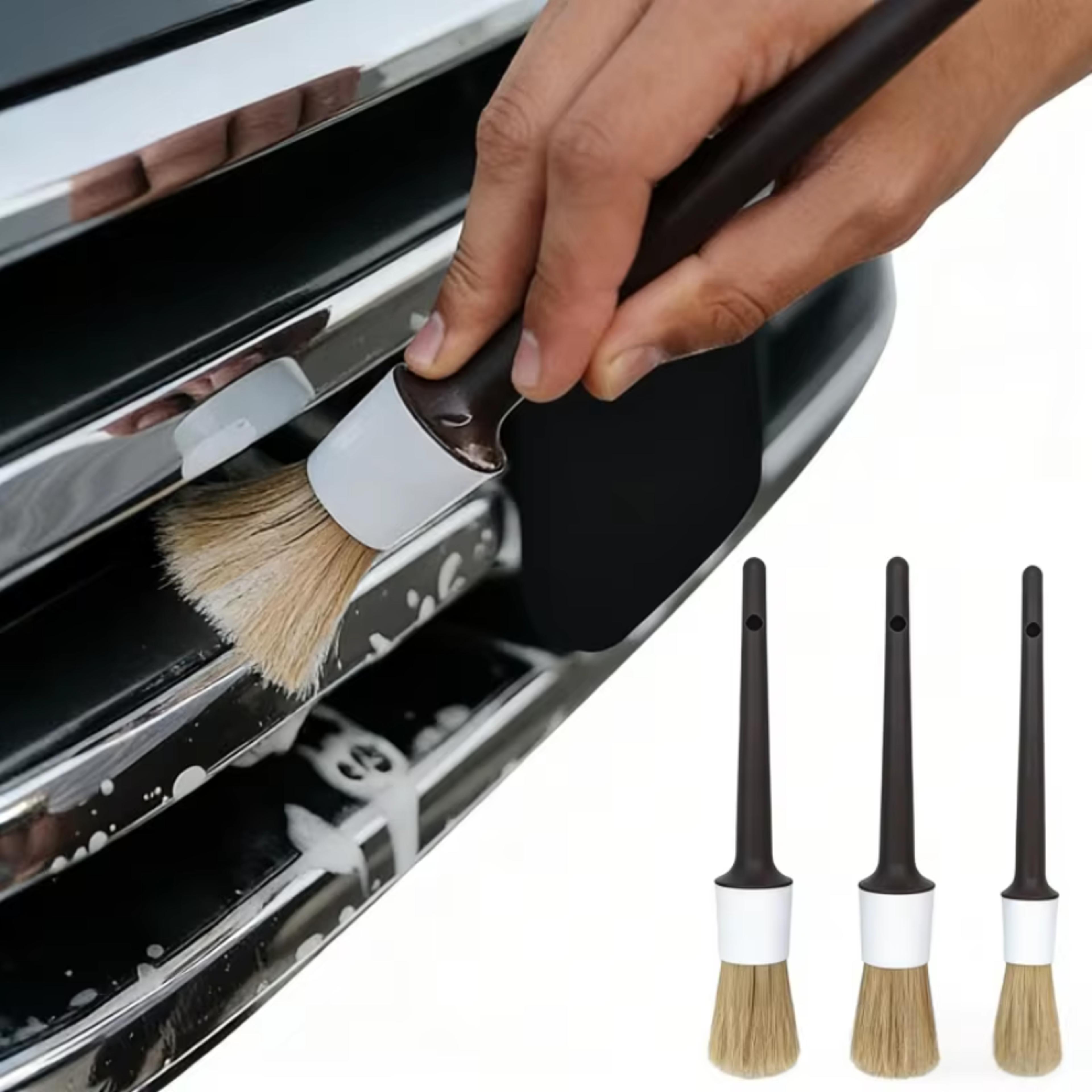 premium car detailing brush set soft boar hair bristle car cleaning brush kit