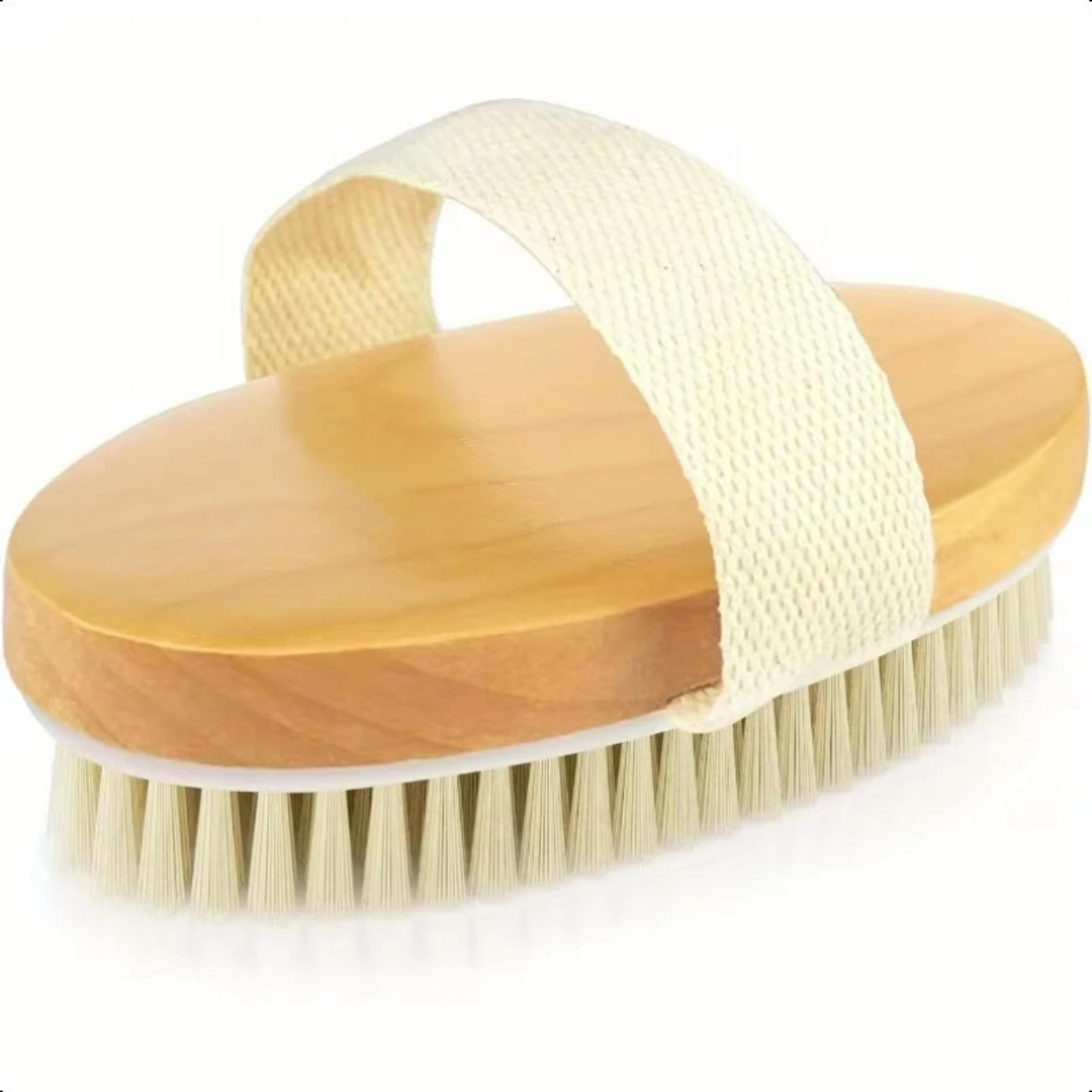 natural bristle body exfoliating & dry brush massage tool for smooth skin