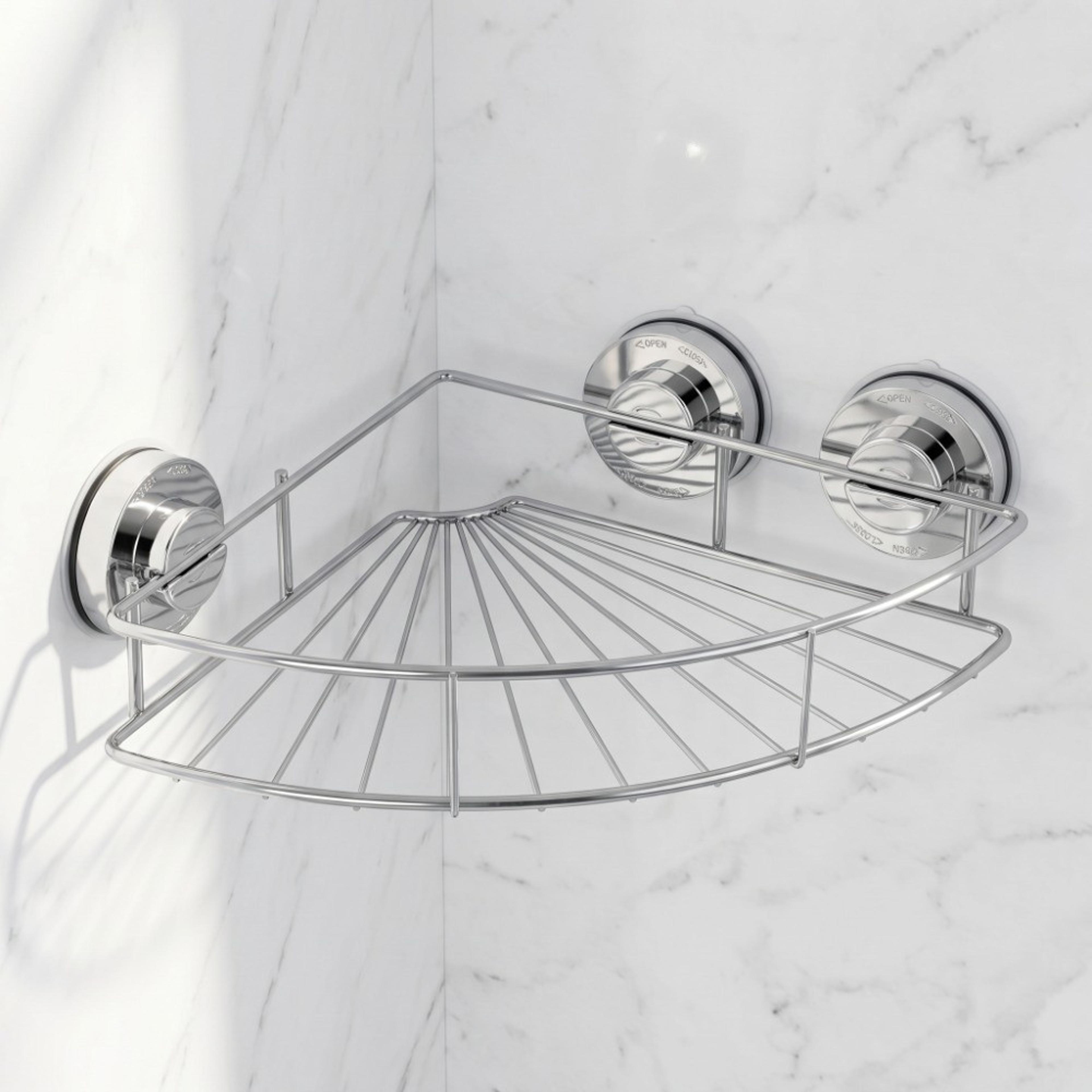stainless steel shower corner shelf with strong suction cups no drill bathroom corner shelf organizer