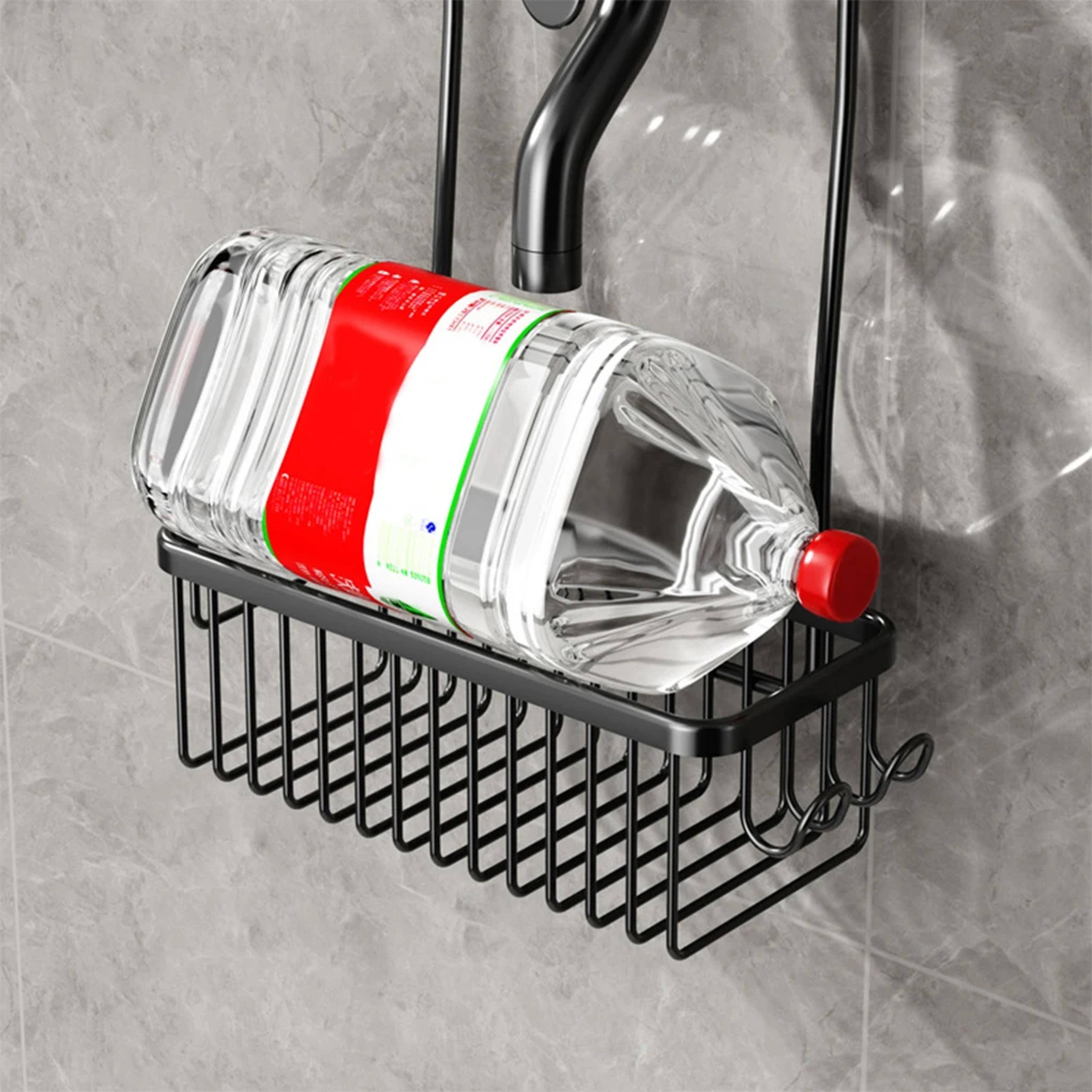 stainless steel shower rack wall mounted bathroom storage organizer with hooks