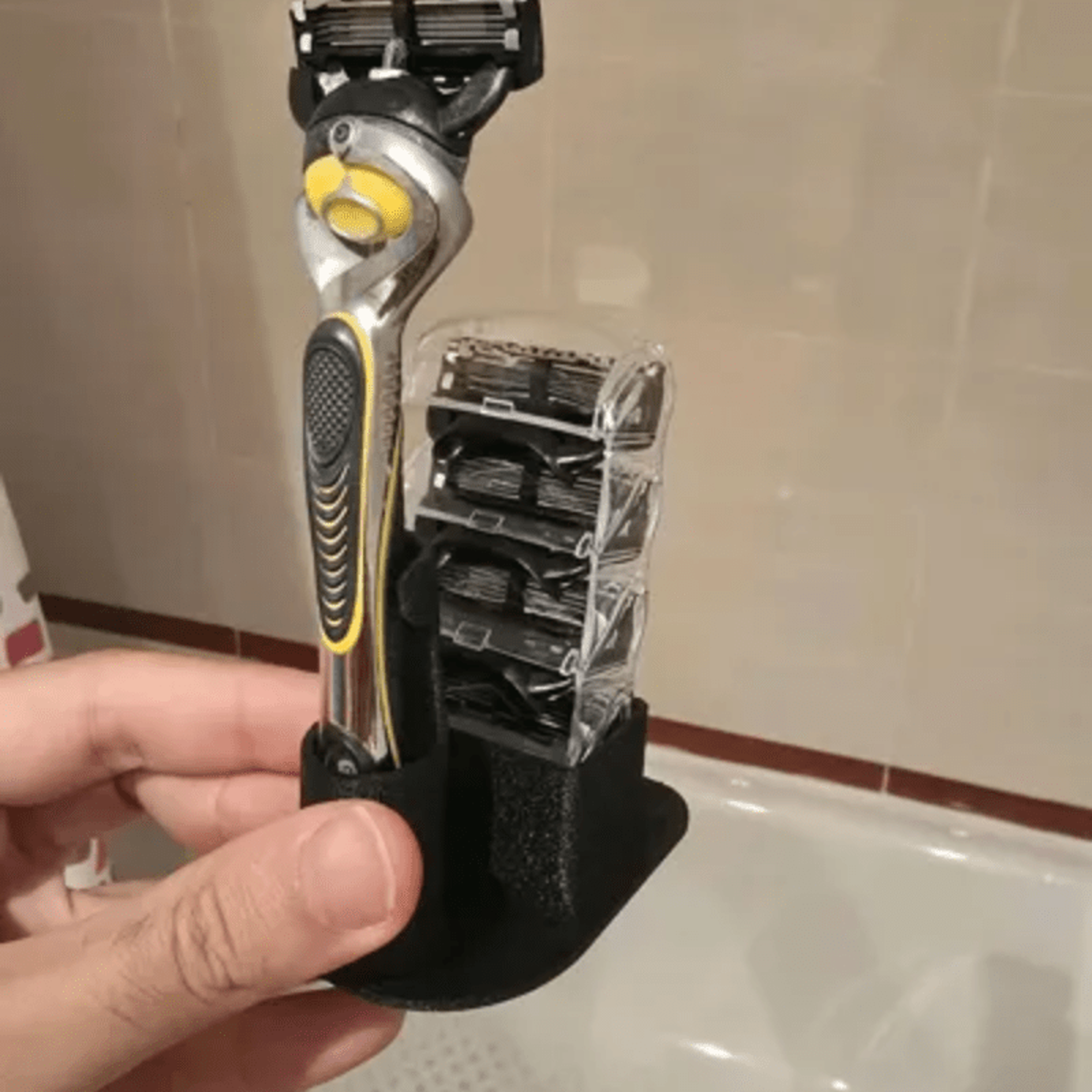 premium razor holder & bathroom countertop organizer stand for neat shaving storage