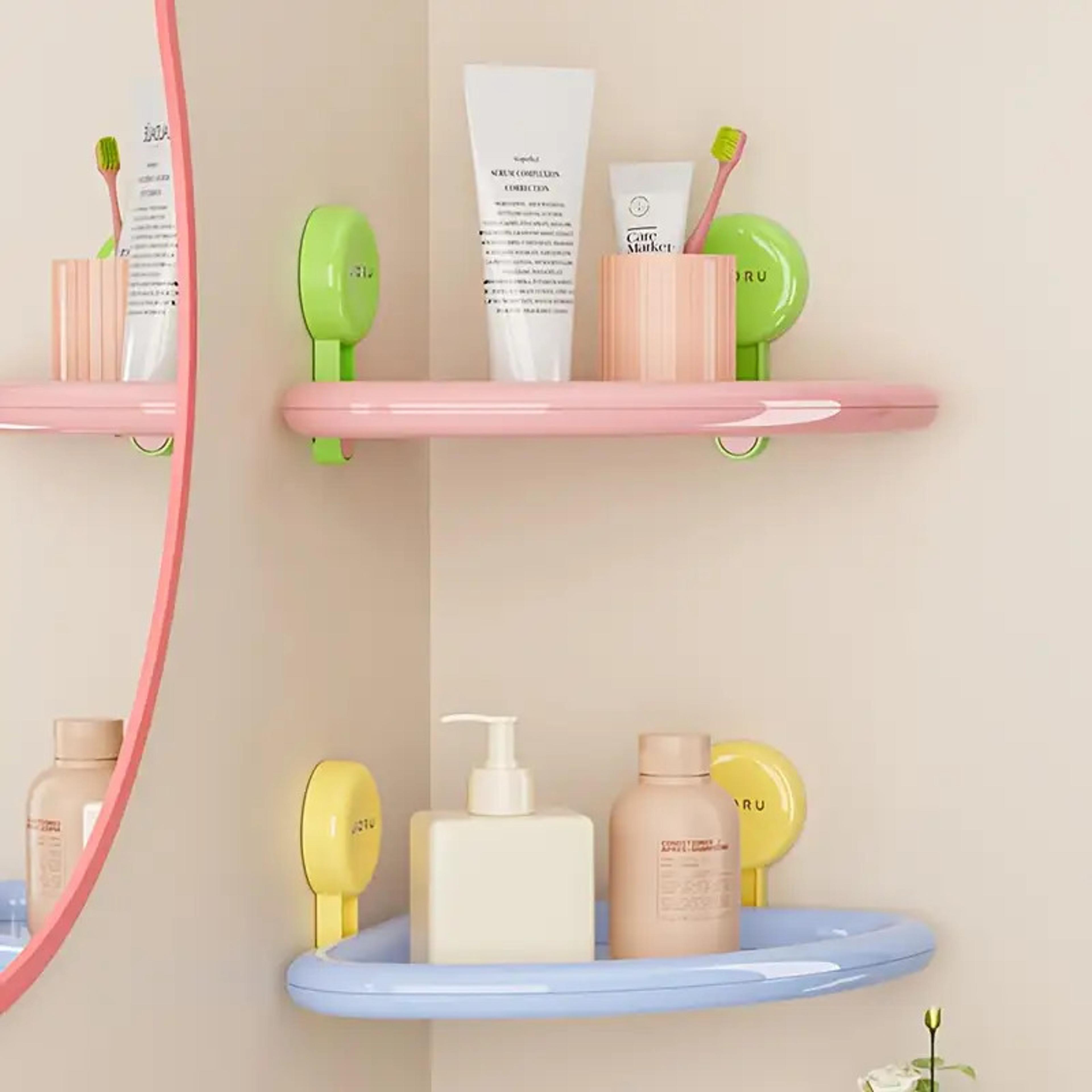 premium bathroom storage rack drill free suction cup shower rack corner shelf organizer