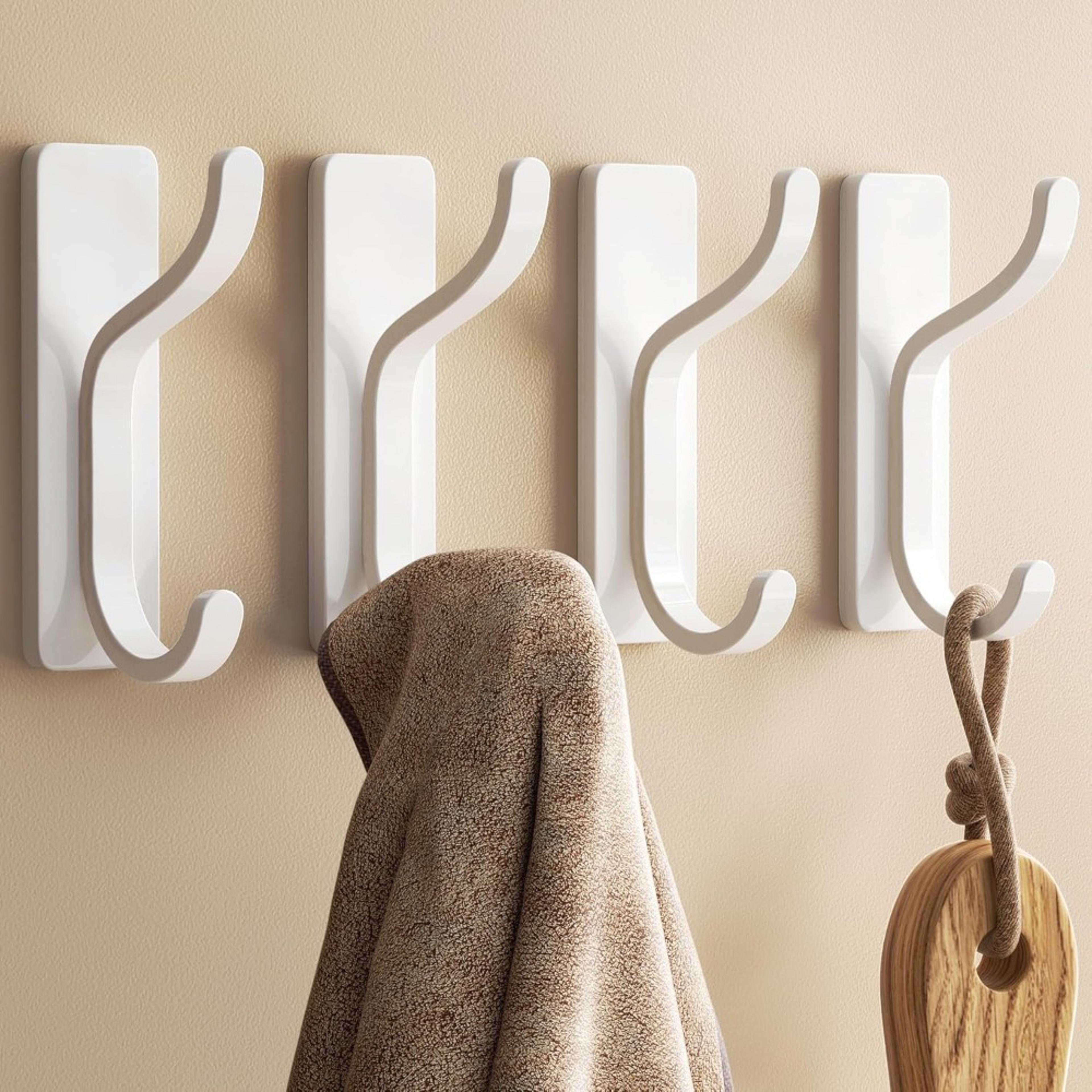 heavy duty adhesive hooks strong stainless steel stick on wall hooks for towels, coats, bags & jackets