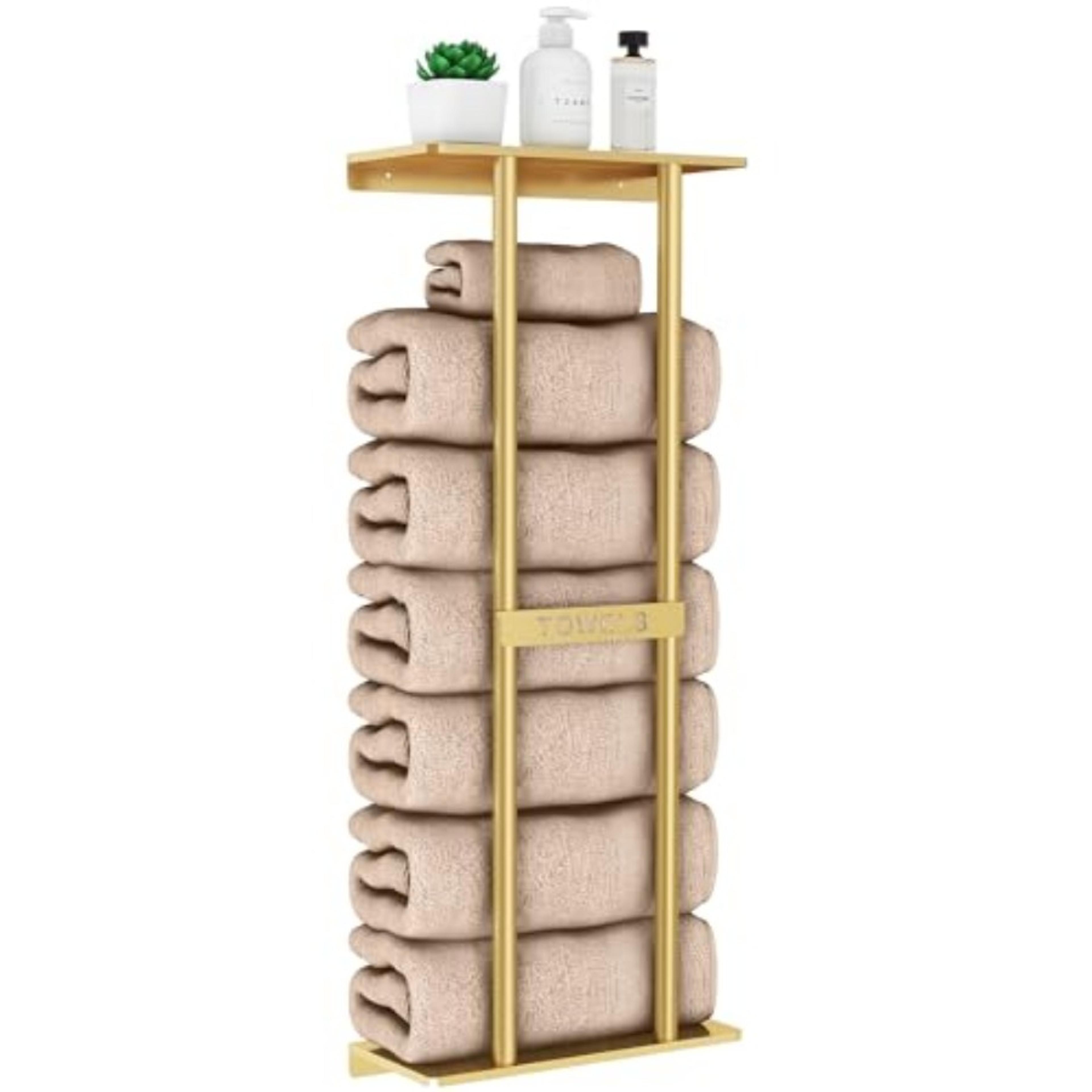 premium wall mounted towel rack with shelf space saving bathroom towel storage & organizer