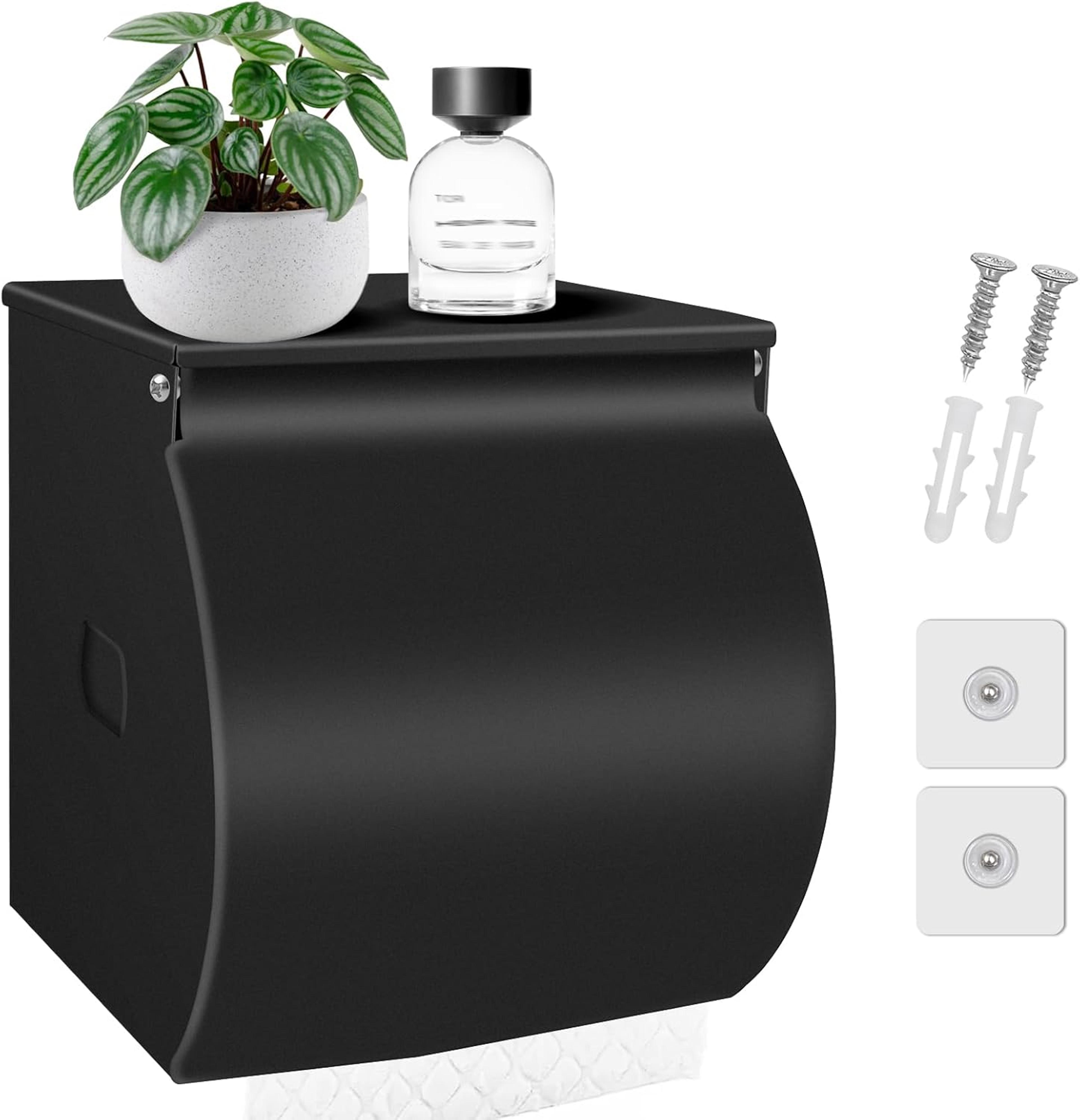 petshield adhesive toilet paper holder with shelf waterproof stainless steel bathroom roll organizer