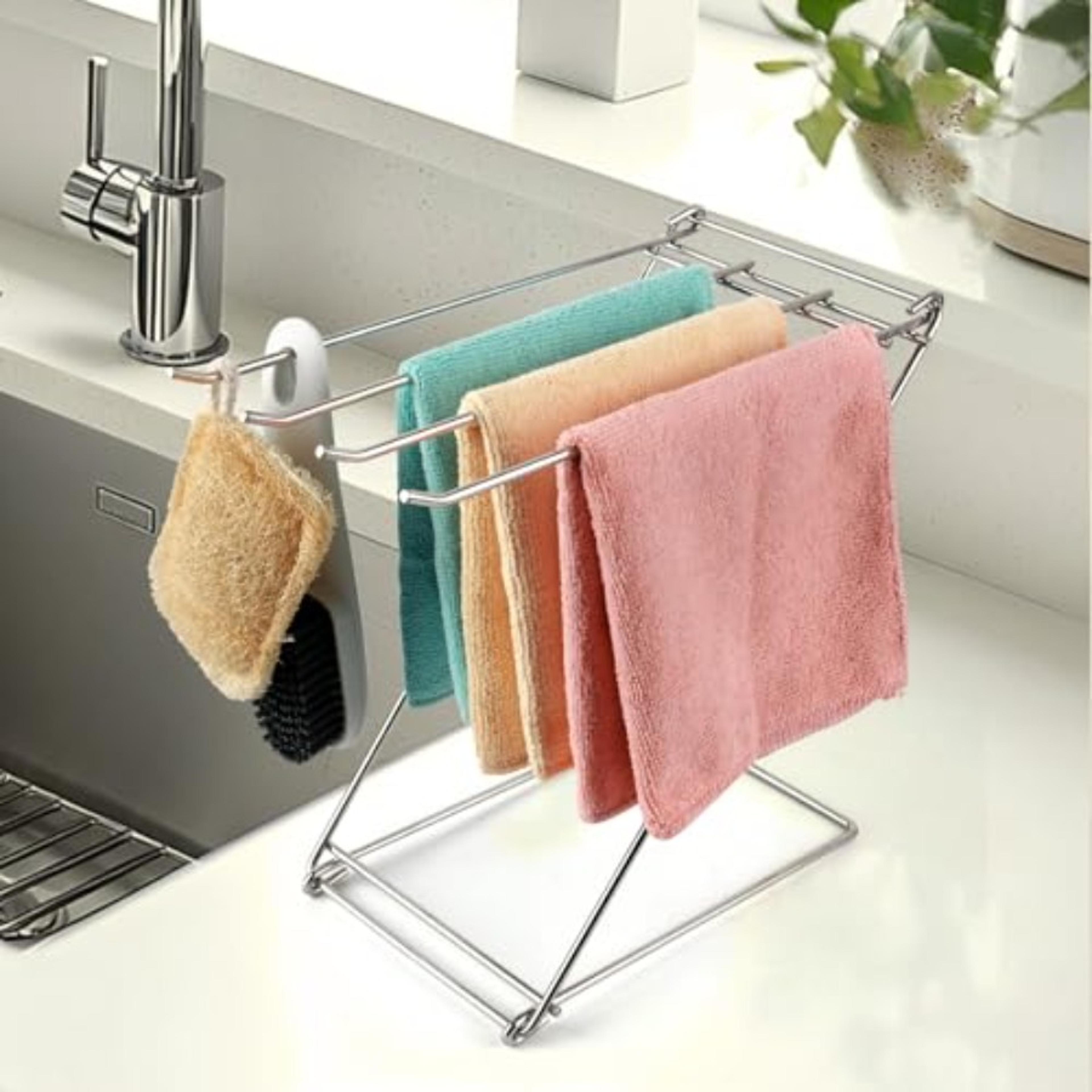4 arm kitchen towel holder & dish towel drying rack freestanding countertop stand