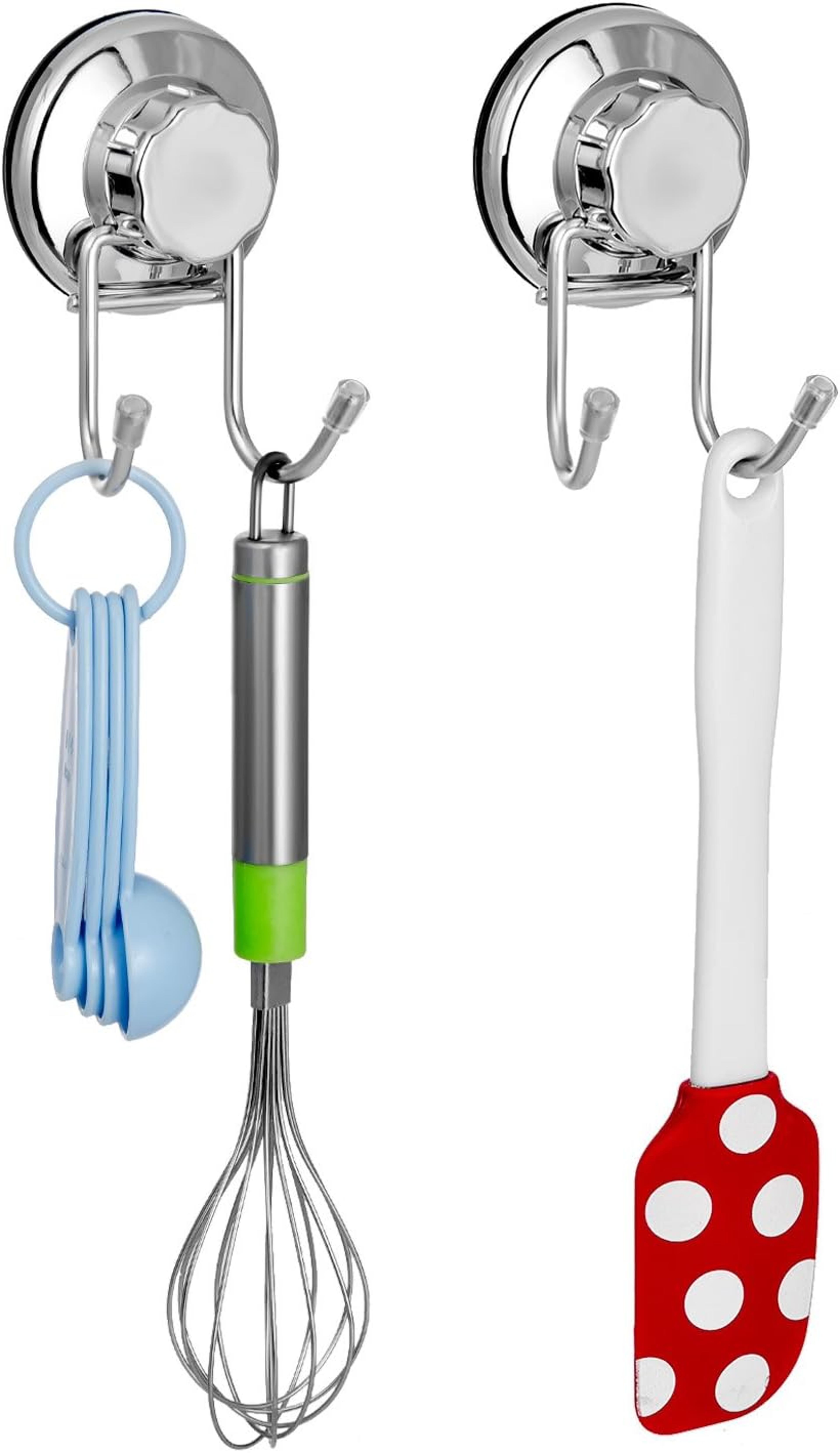 aquagrip stainless steel suction cup hooks for bathroom, kitchen & shower