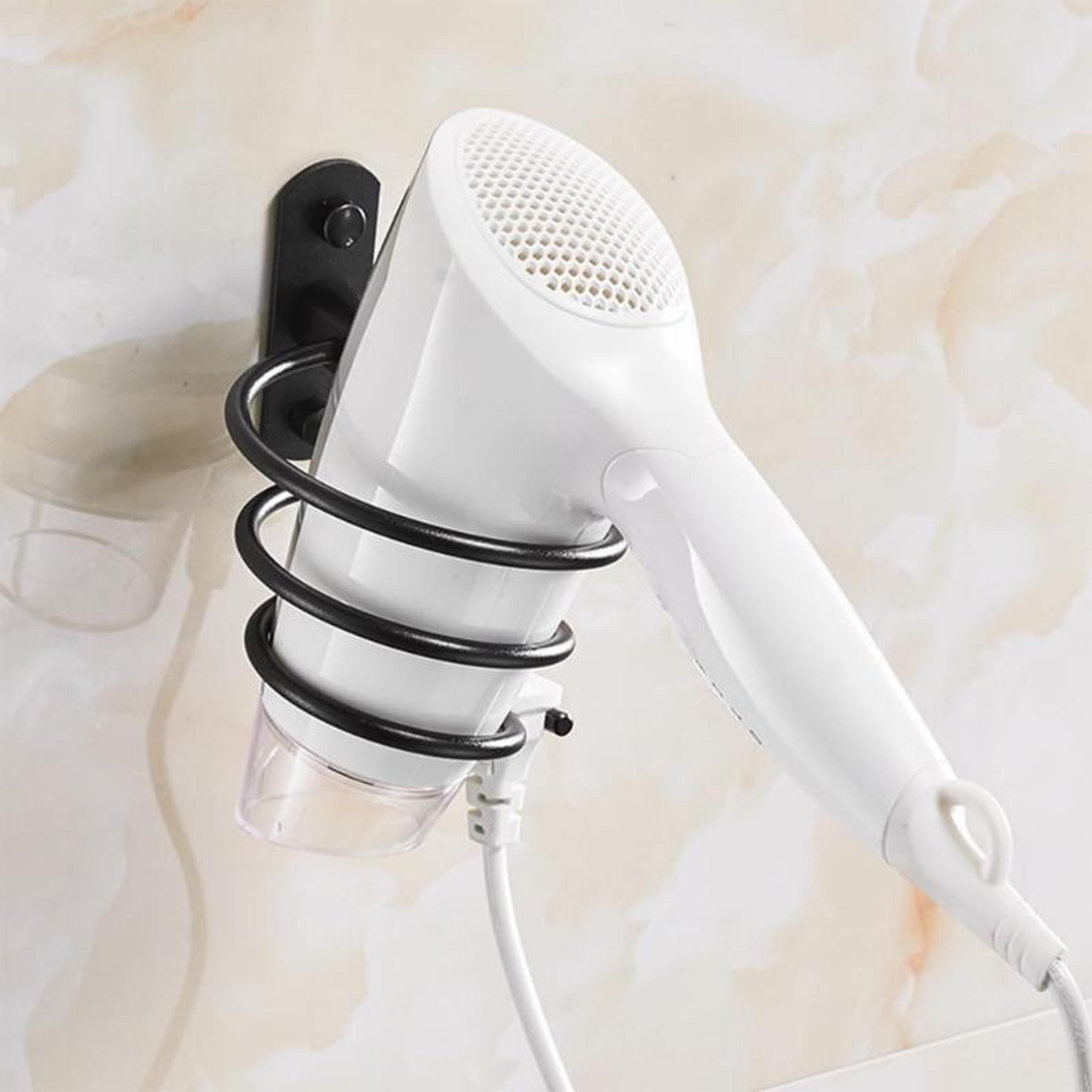 space aluminum wall mounted hair dryer holder & bathroom organizer shelf