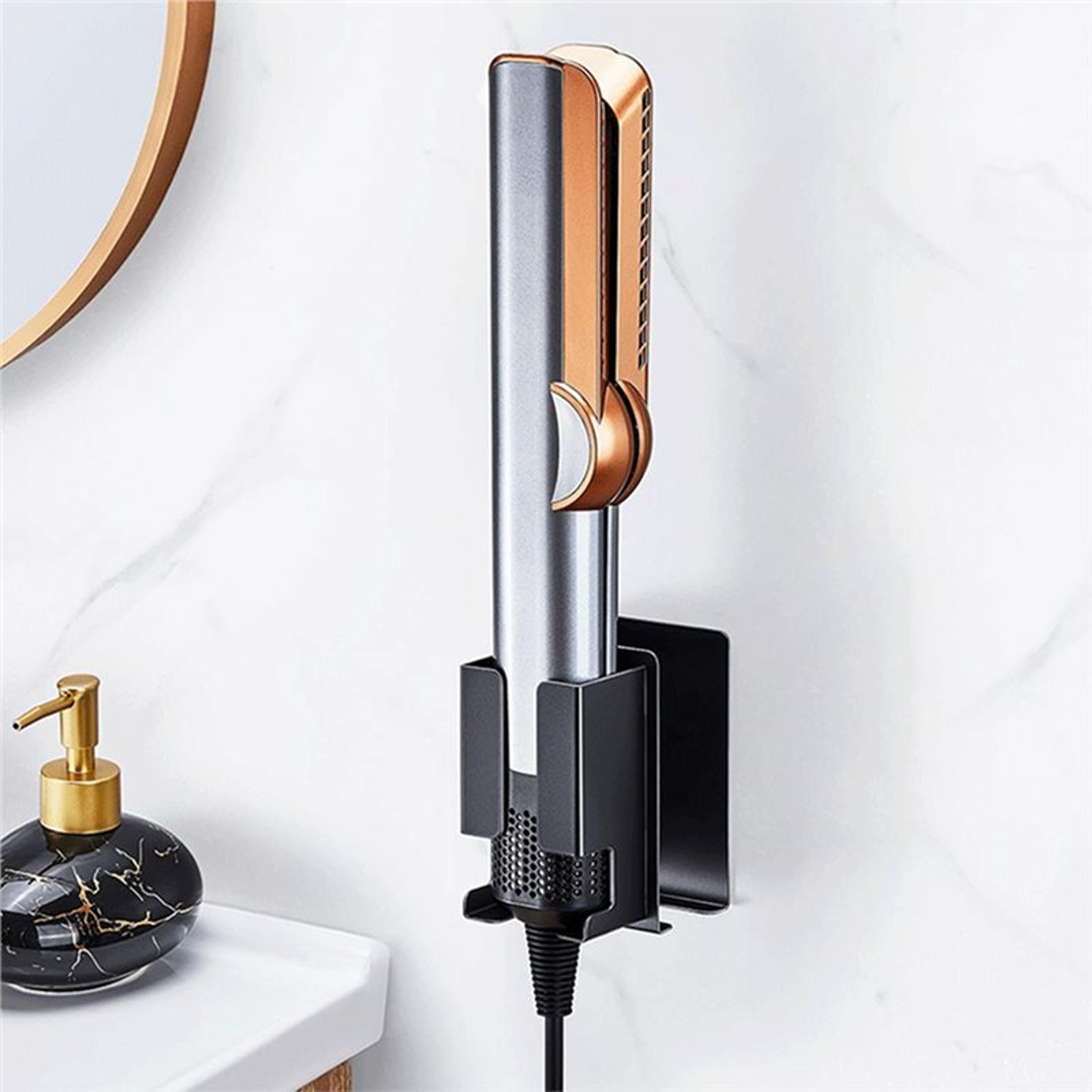 no drill hair dryer & straightener wall organizer holder