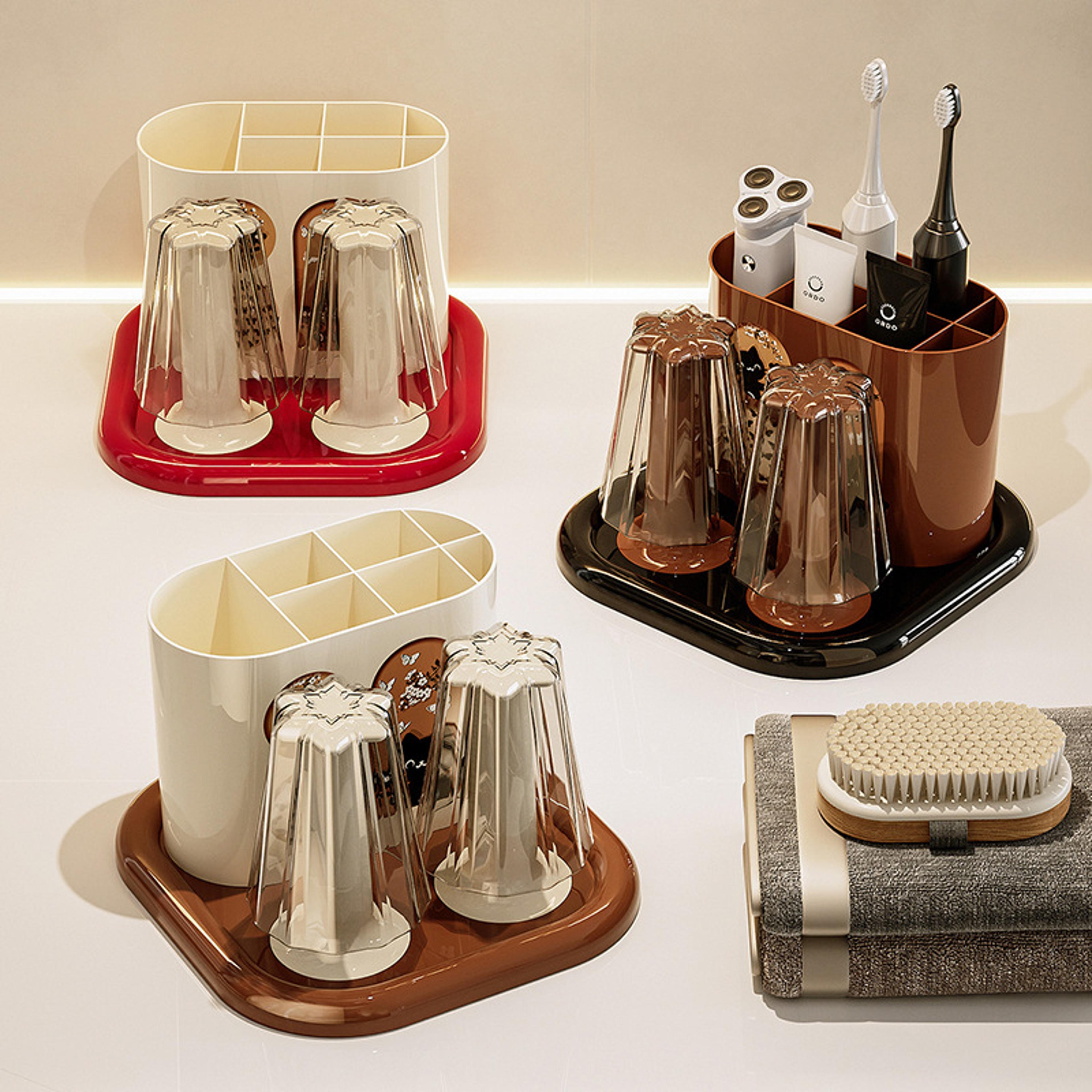 bathroom countertop organizer with toothbrush holder