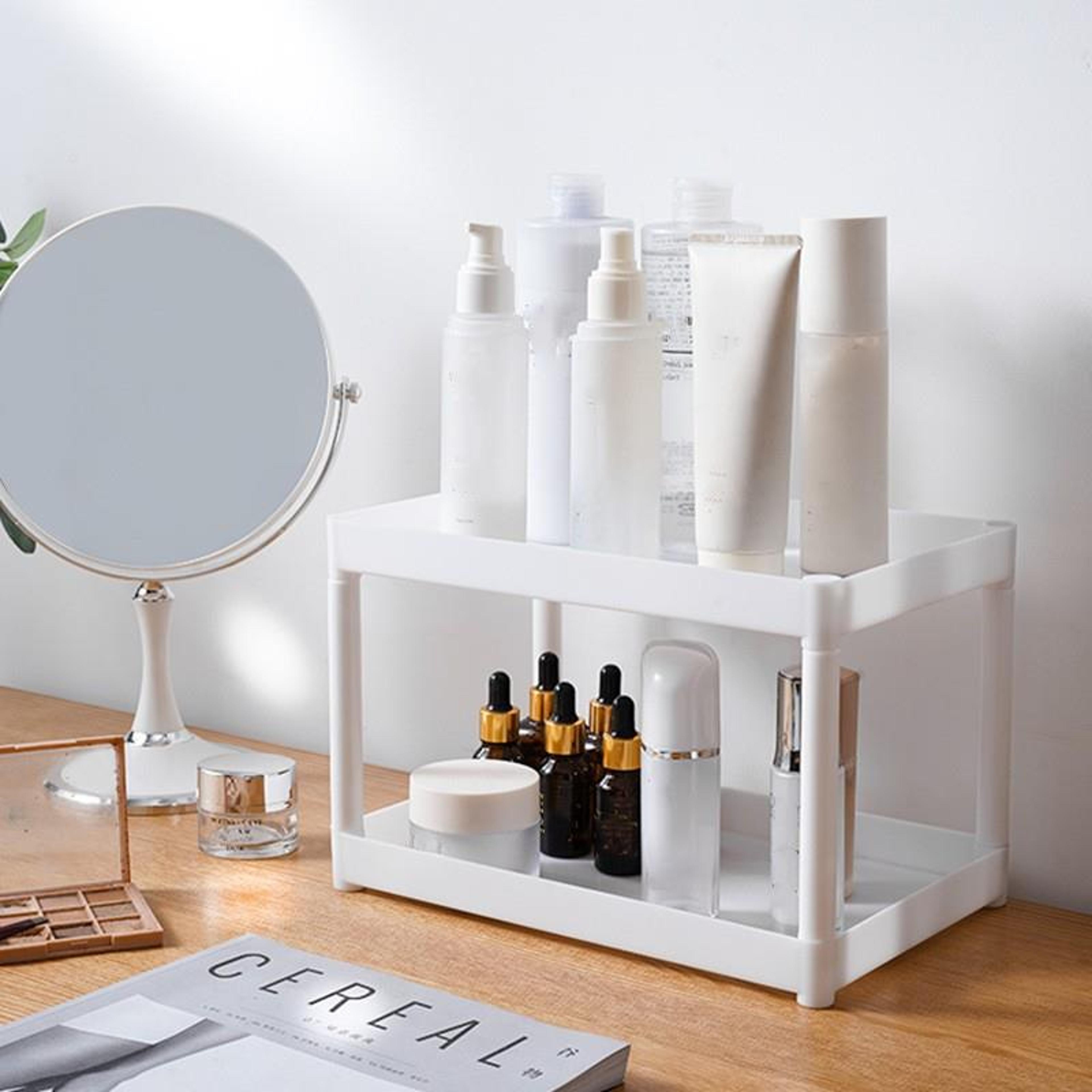 double layer desk organizer rack for office supplies, stationery & dorm storage